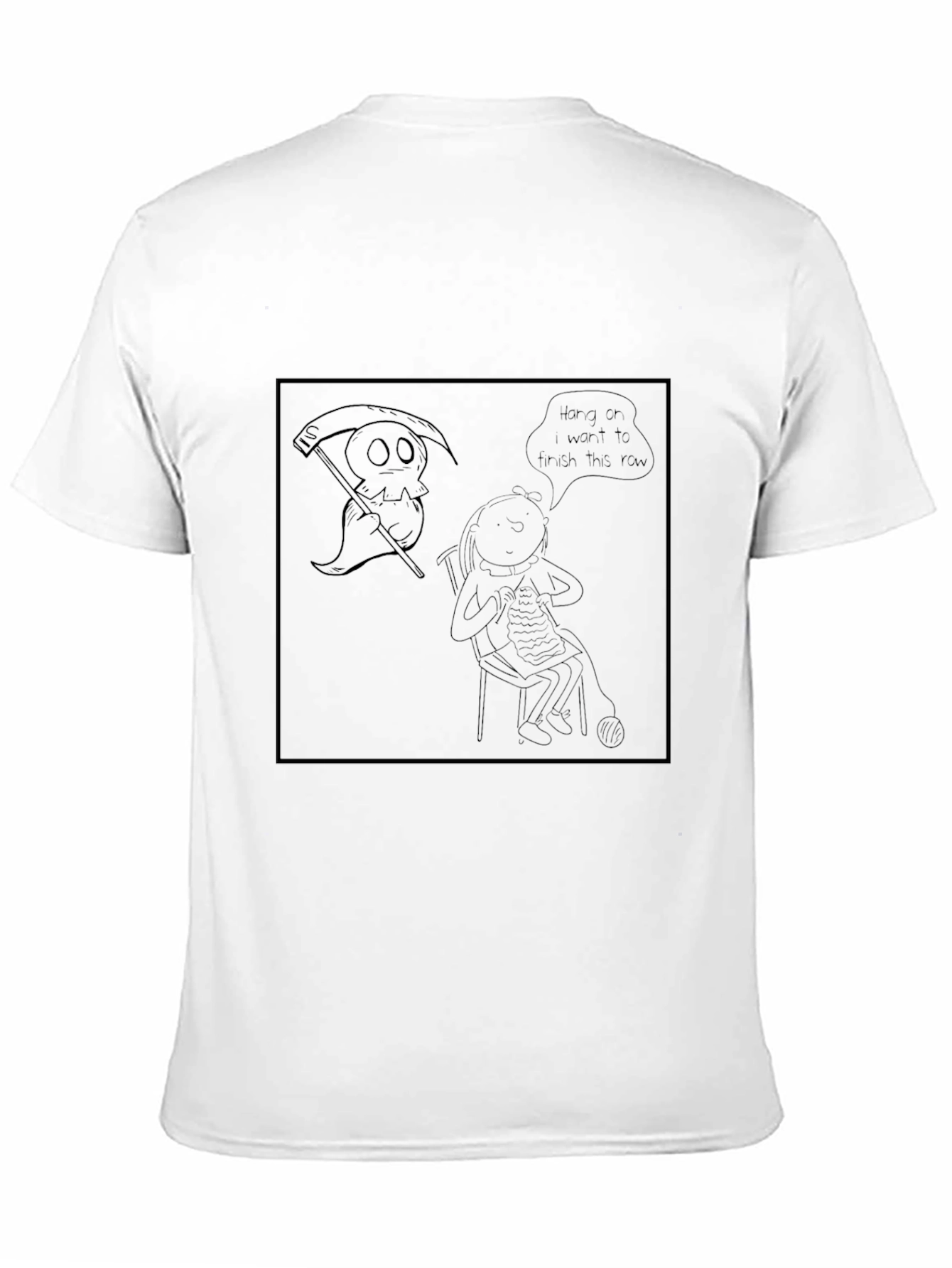Black Grim Reaper Knitting T-Shirt - Hang On! view 11