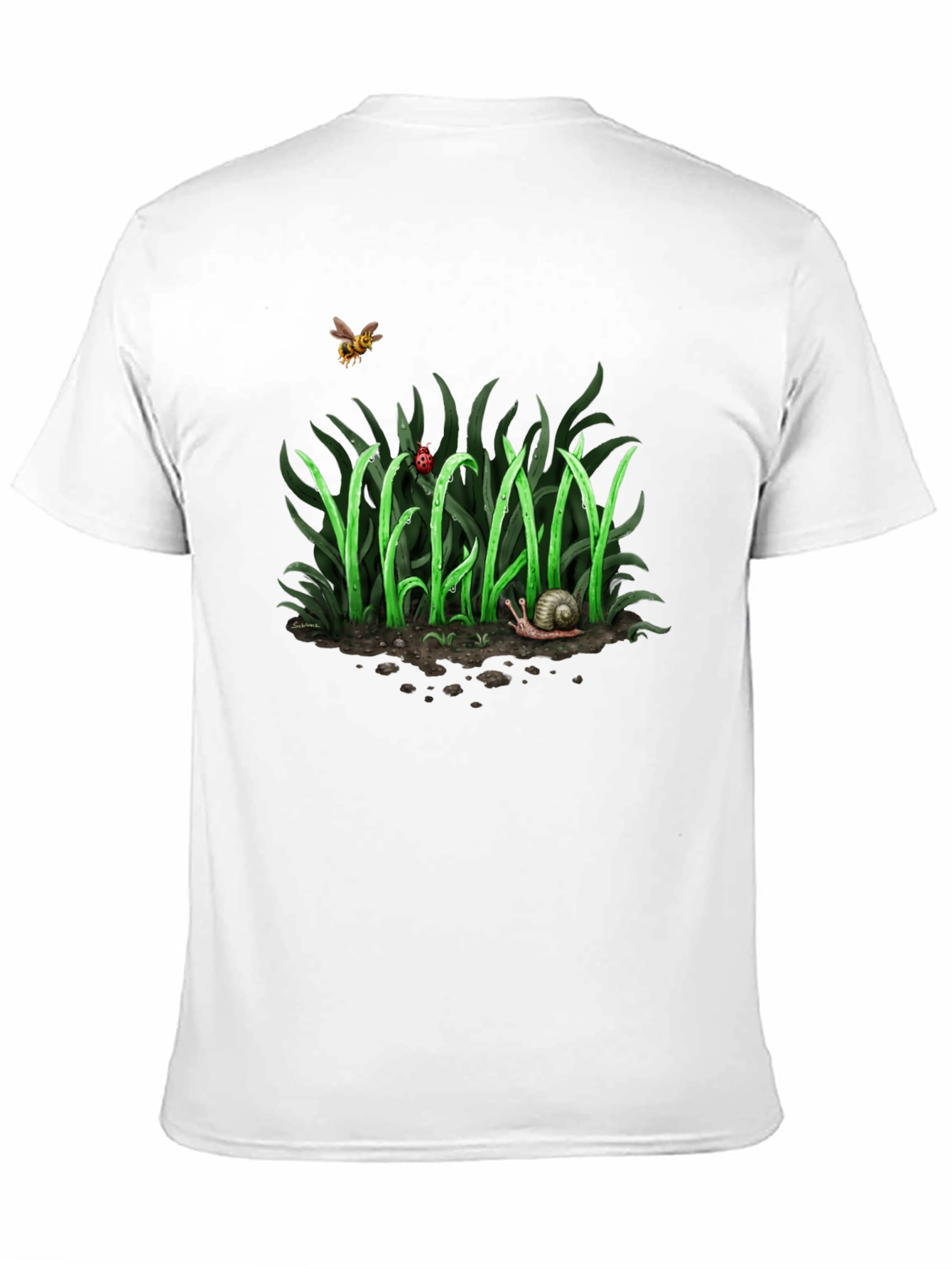 Black Vegan Nature Graphic T-Shirt - Black Crew Neck Tee view 11