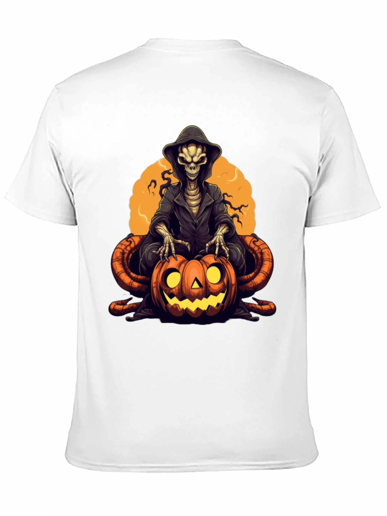 Black Grim Reaper Pumpkin Graphic Tee - Halloween Style view 11