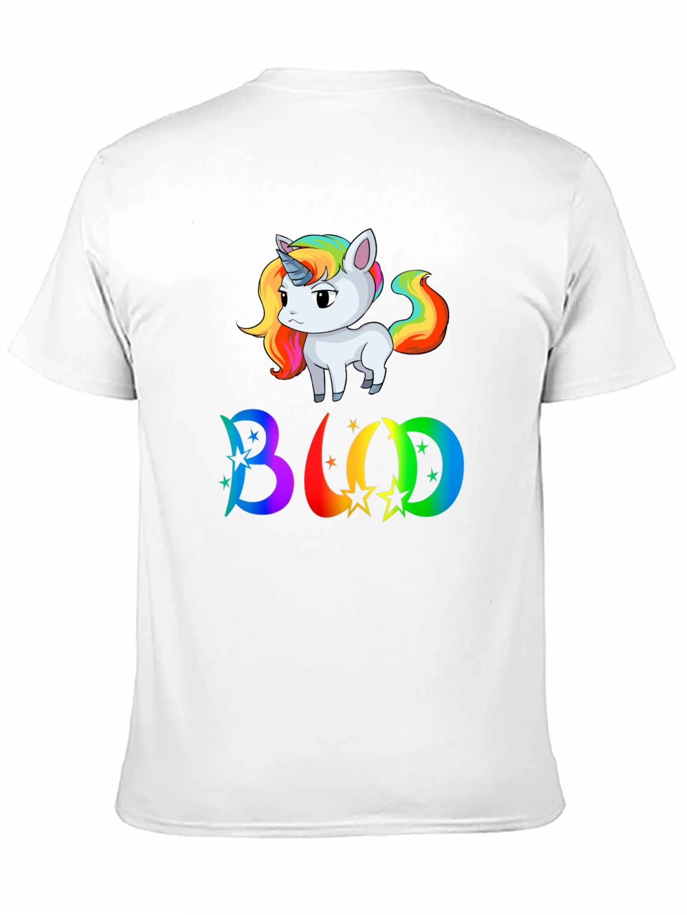 Rainbow Unicorn BUD T-Shirt - Men's Black Tee - 11