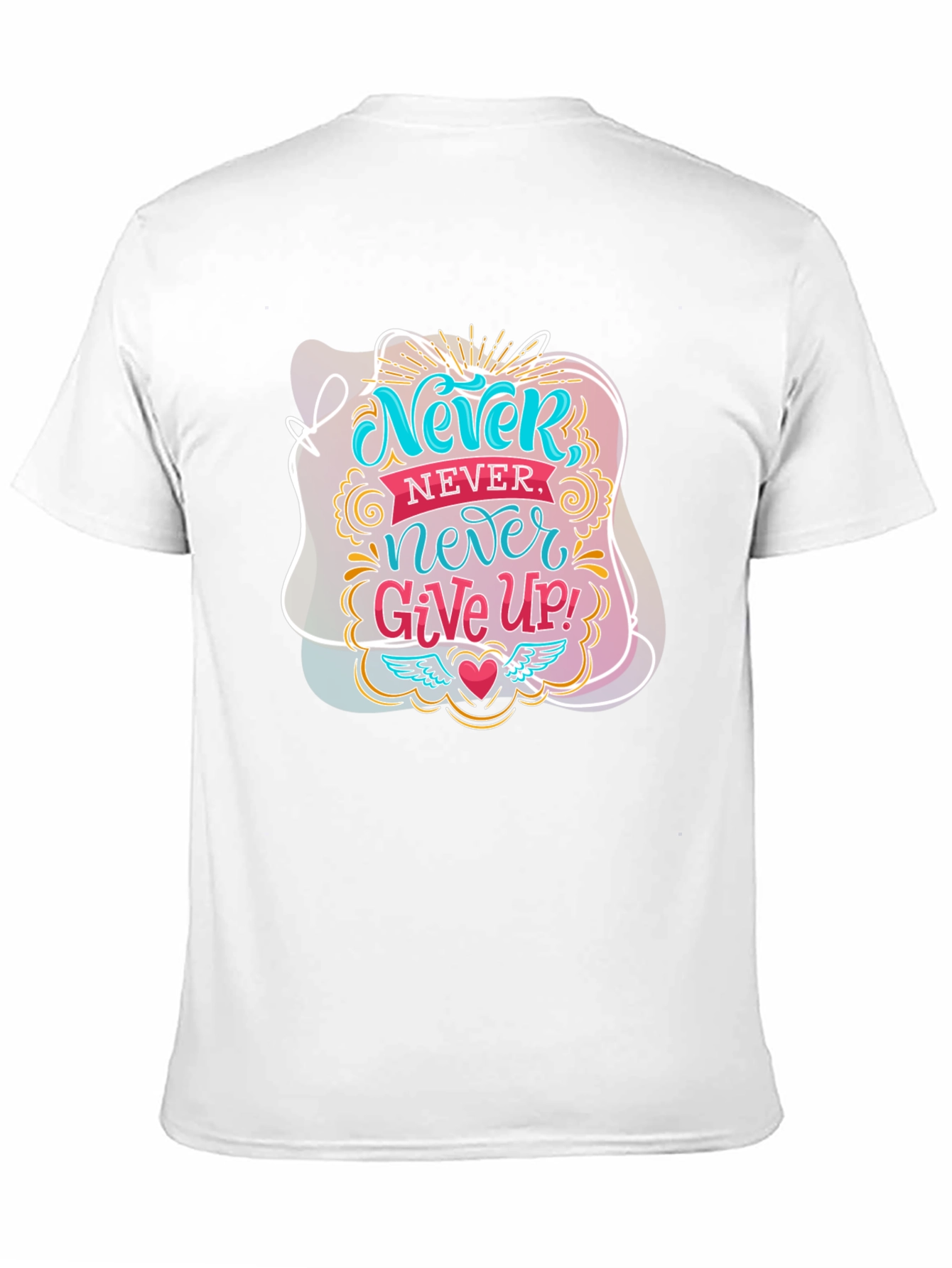 Black Never Give Up Graphic Tee - Motivational Black T-Shirt view 11