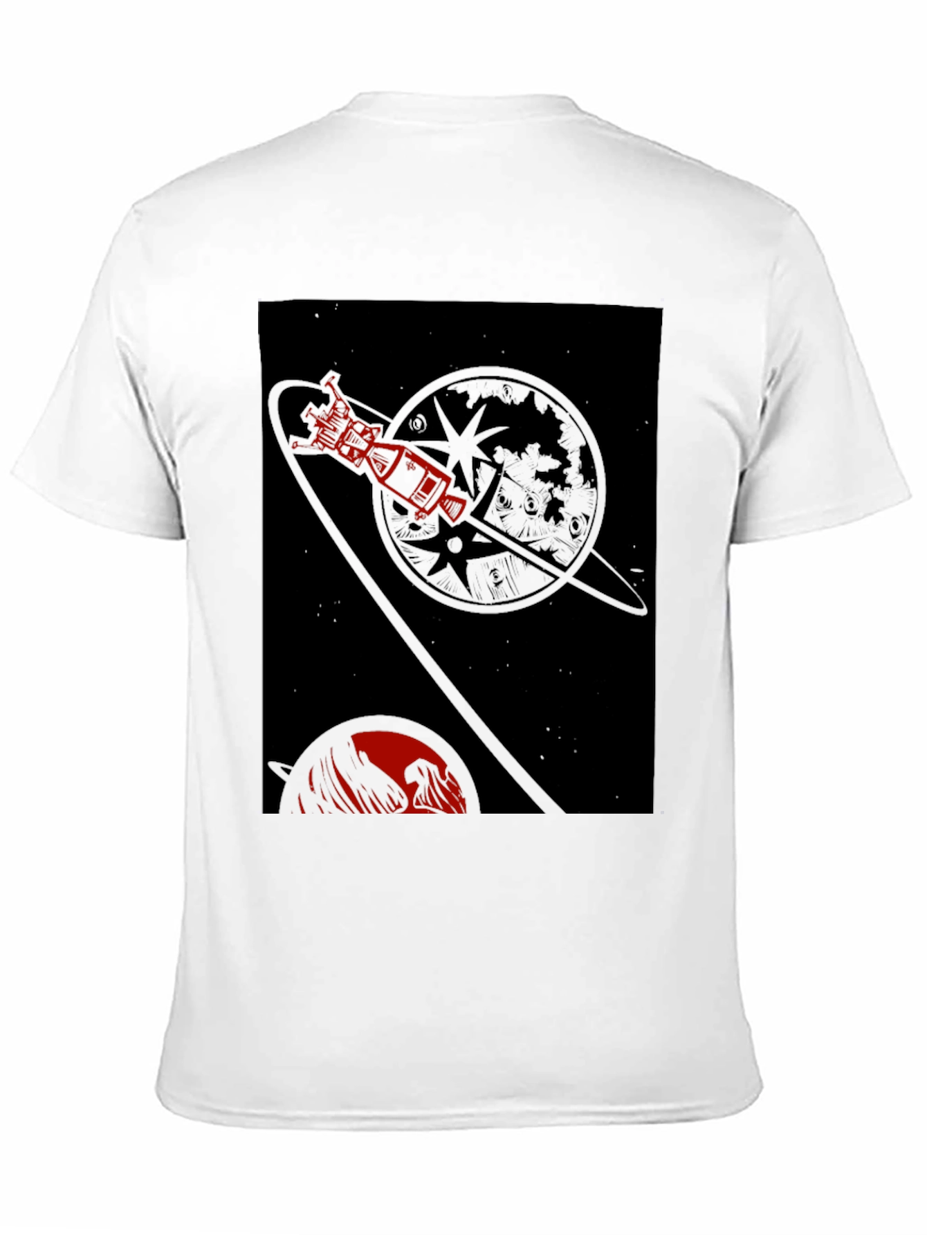 Black Space Travel Graphic Tee - Retro Rocket Design view 11