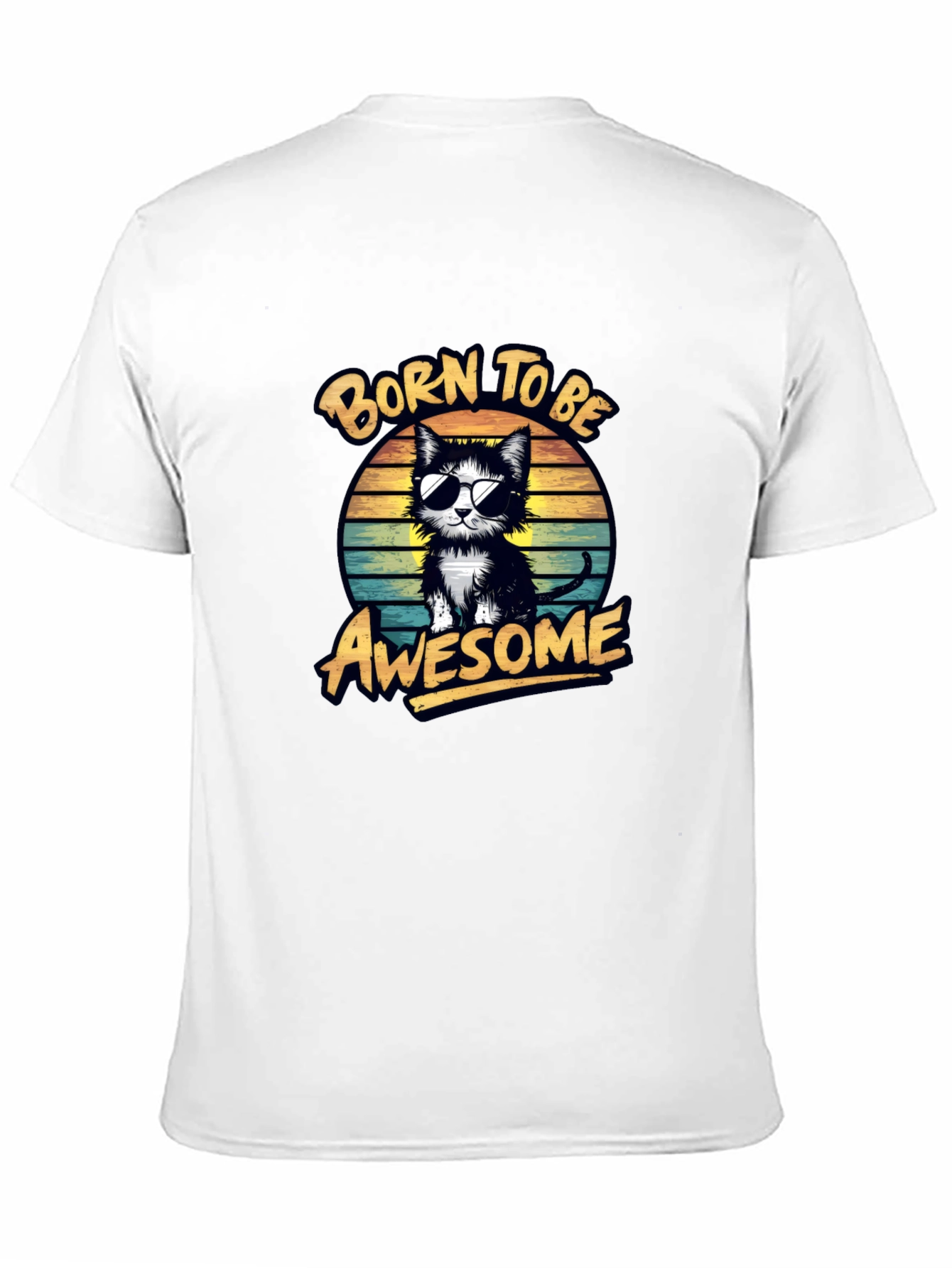 Black Born to be Awesome Cat Graphic Tee view 11