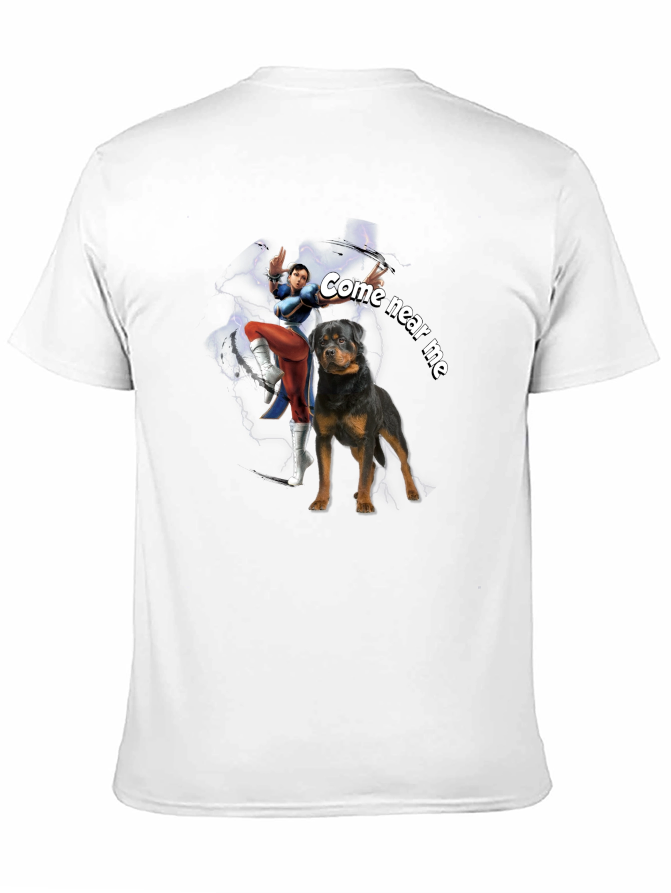 Black Cool Black Graphic Tee - Chun-Li & Rottweiler "Come Near Me" view 11