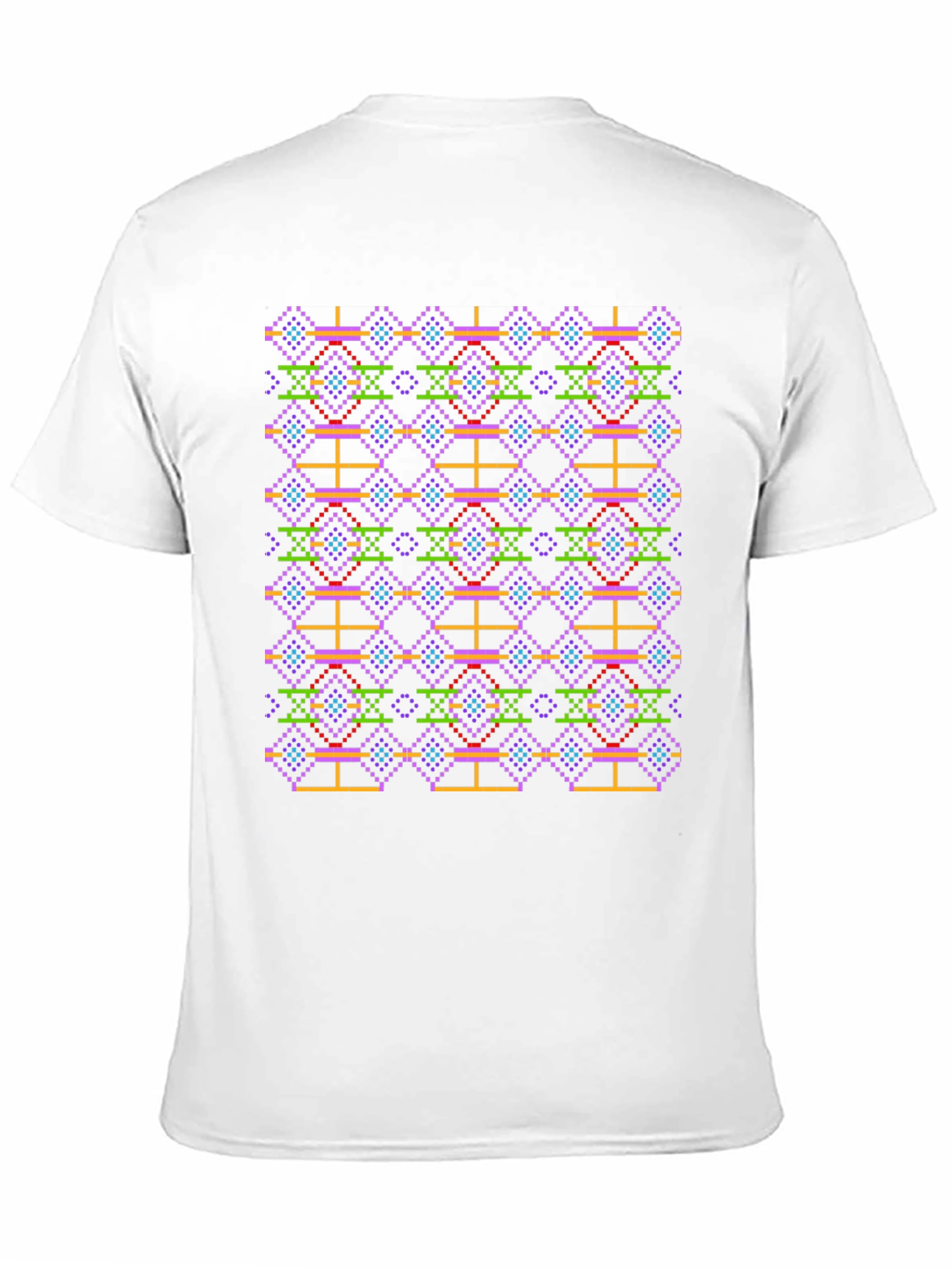 Black Retro Pixel Pattern Black T-Shirt view 11
