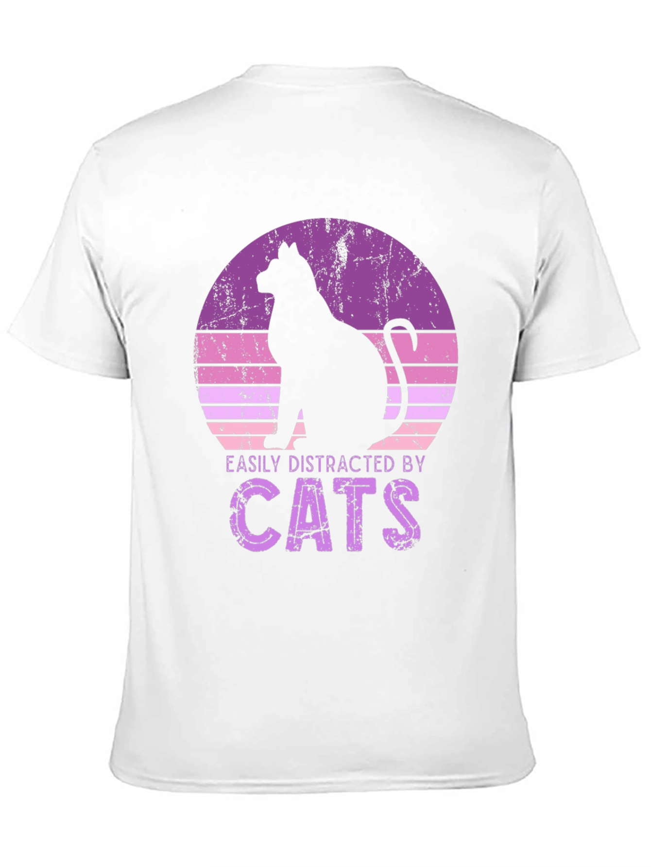 Black Easily Distracted By Cats Black T-Shirt view 11