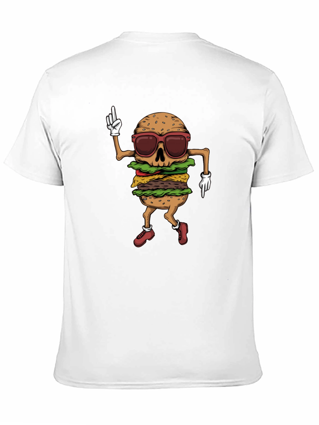 Black Burger Skeleton T-Shirt - Funny Graphic Tee view 11