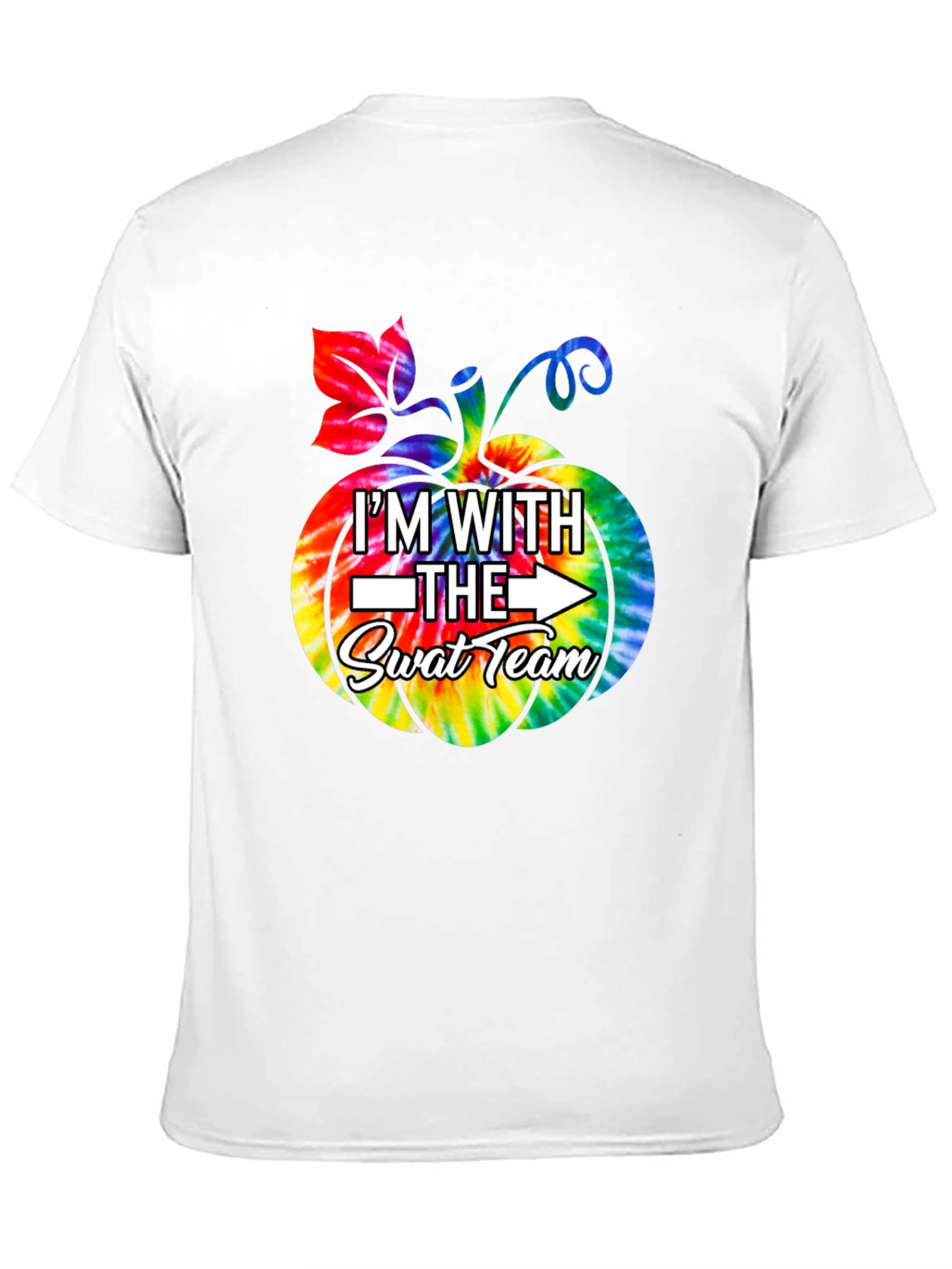 Black I'm With The SWAT Team Tie Dye Pumpkin T-Shirt view 11