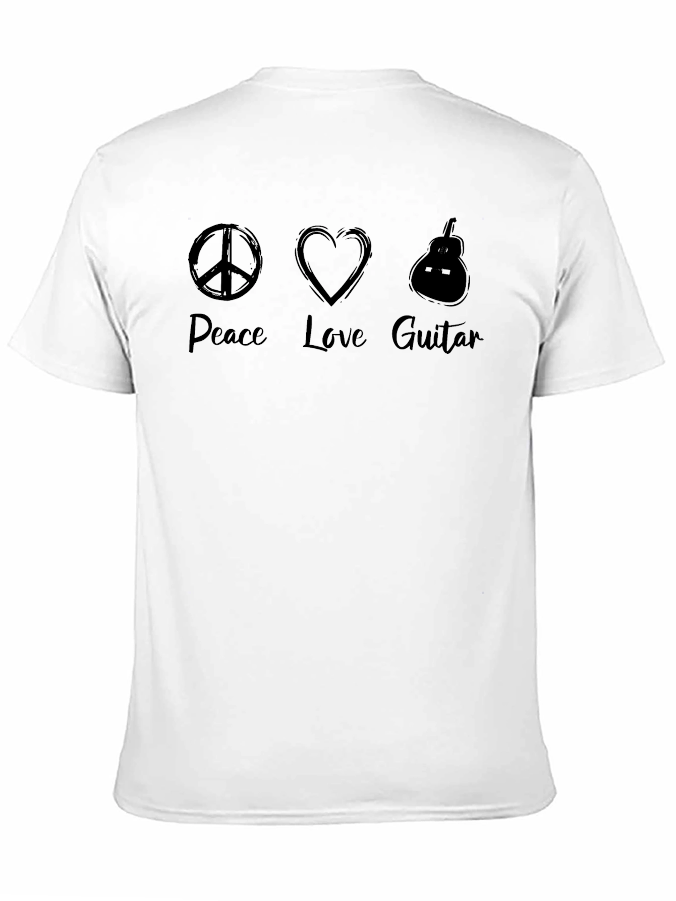 Black Peace Love Guitar Men's Black Graphic Tee view 11