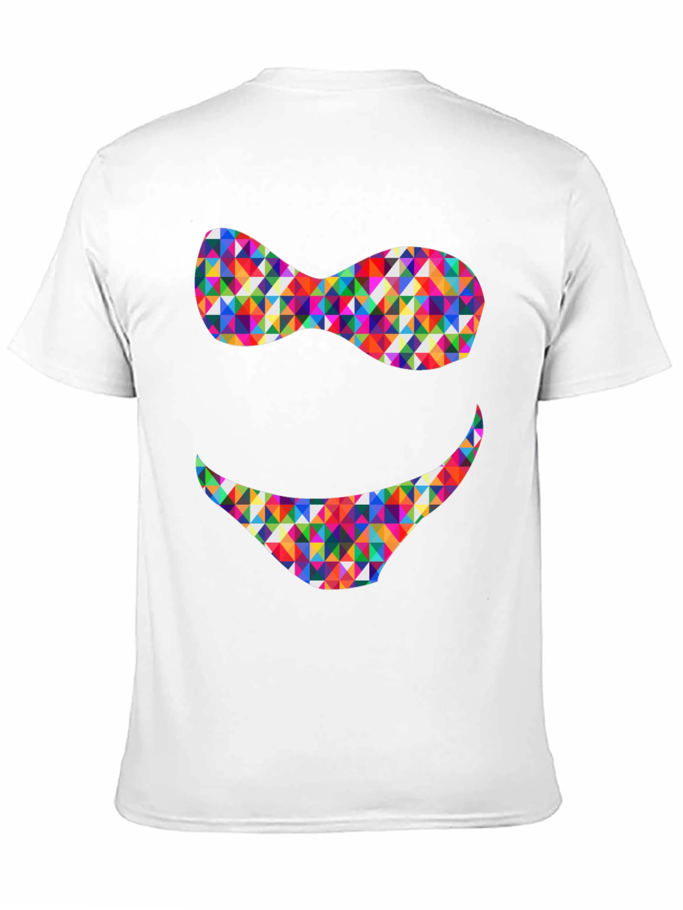 Black Colorful Triangle Smile Graphic Tee - Soft Cotton Blend view 11