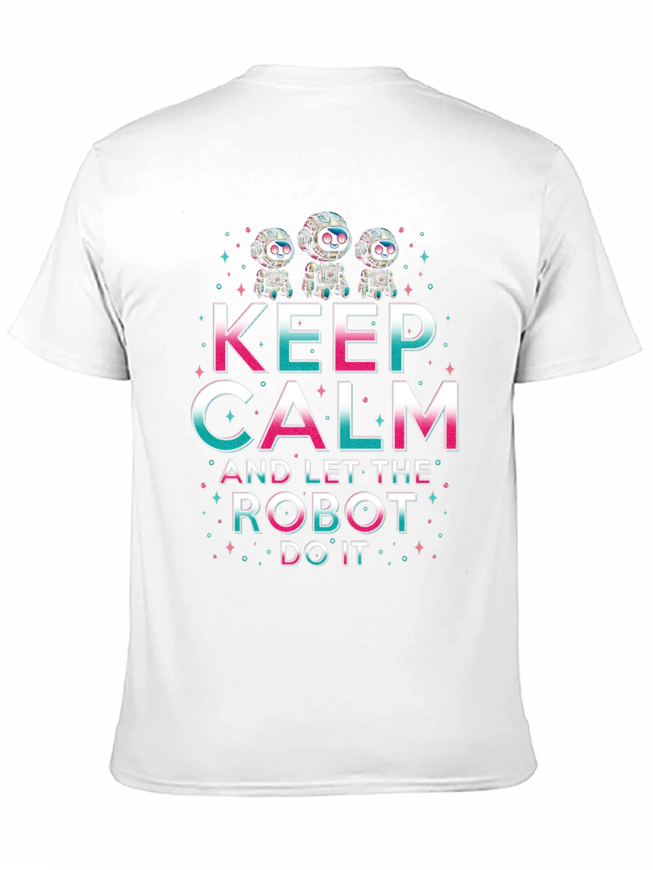 Black Keep Calm Robot T-Shirt - Funny Graphic Tee view 11