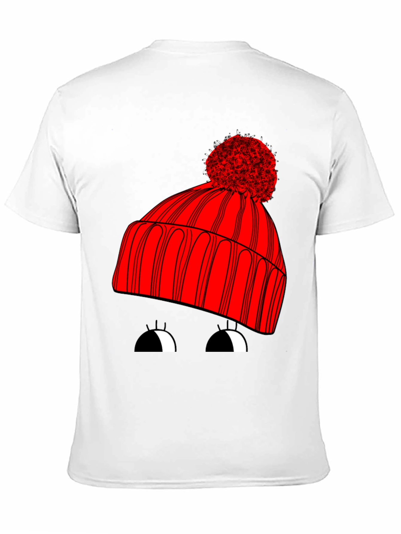 Black Whimsical Winter Hat Graphic Tee - Unisex Black T-Shirt view 11