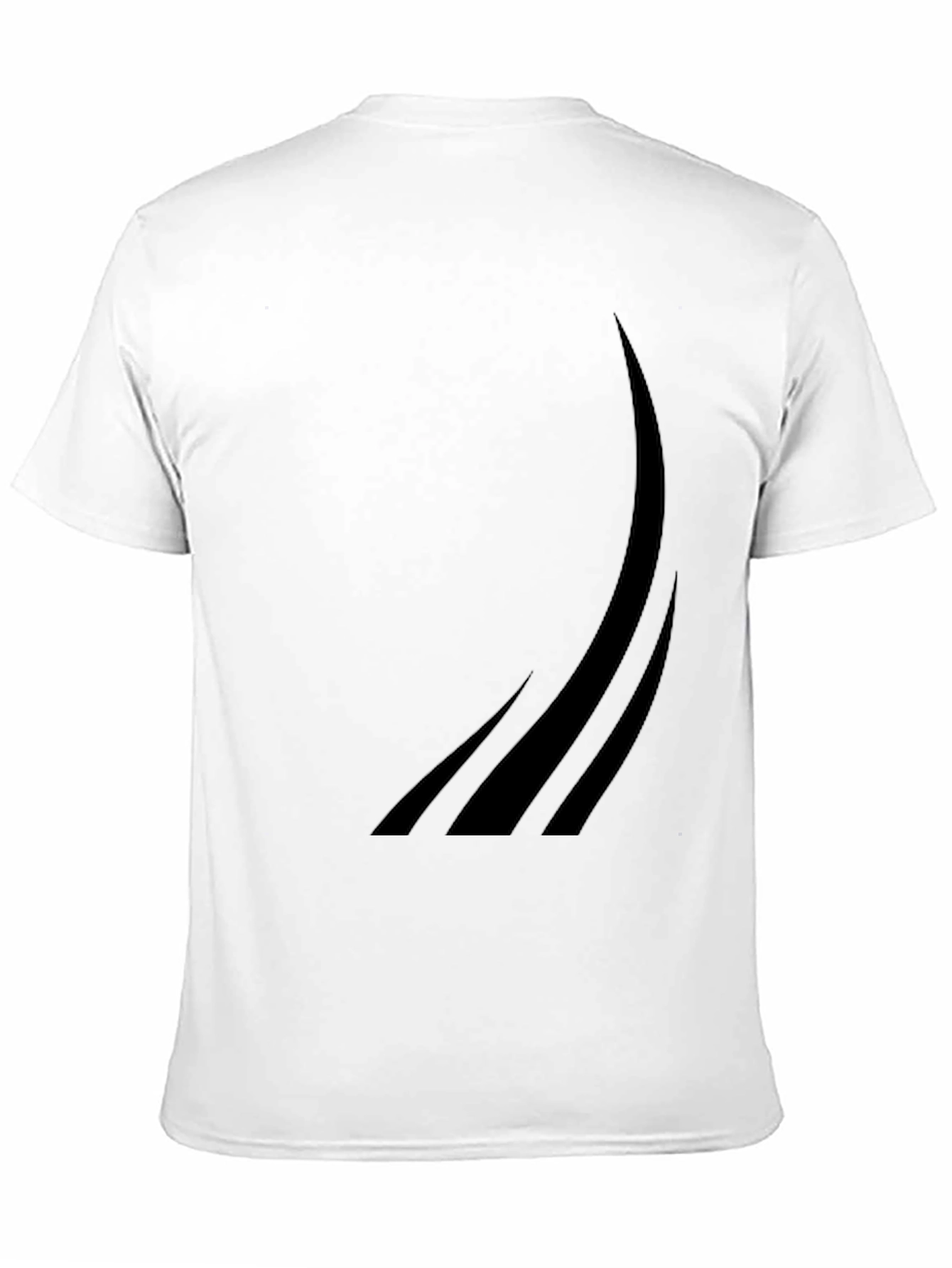 Black Men's Black Graphic Tee - Modern Curved Design view 11