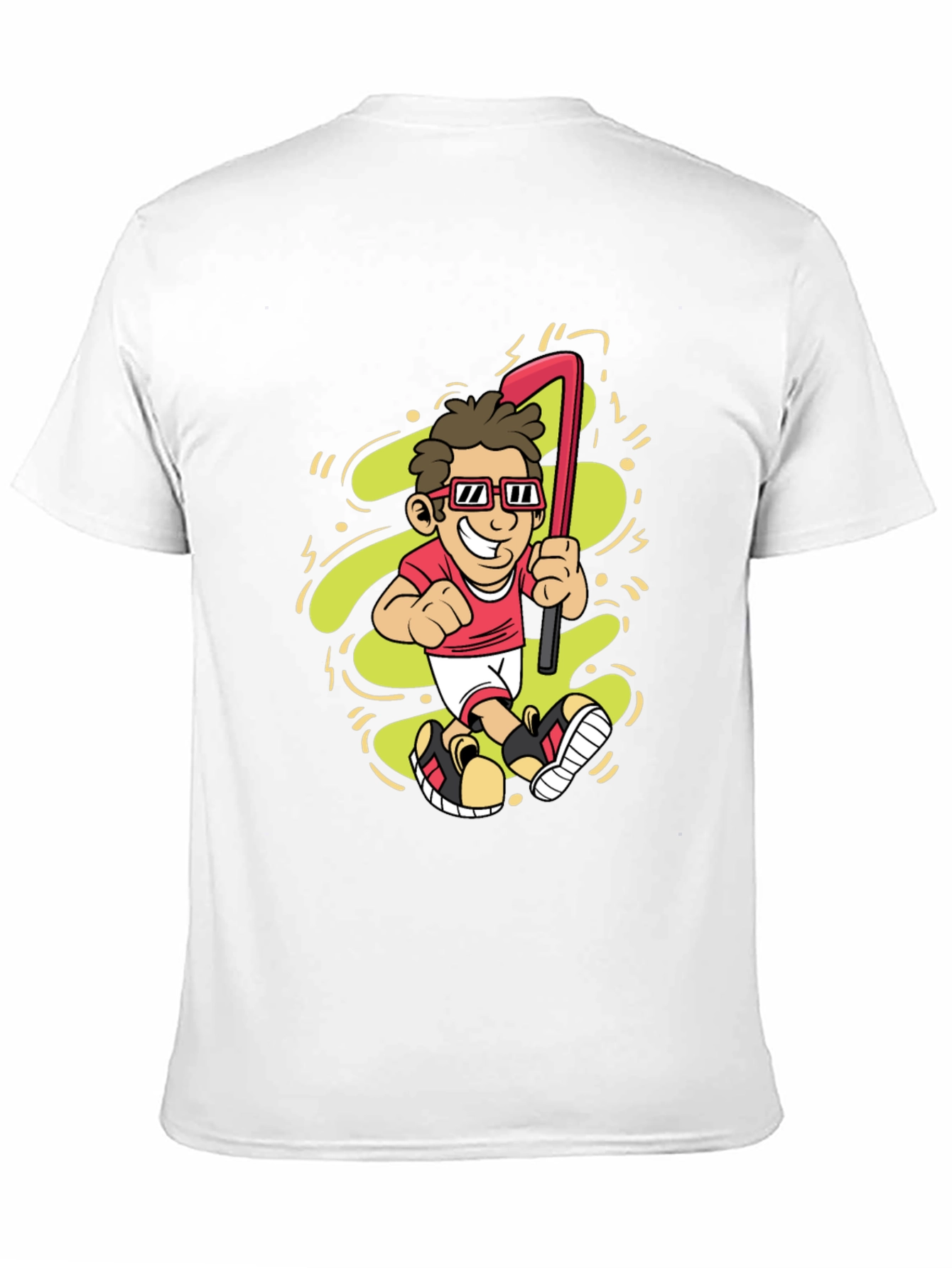 Black Cartoon Golfer Graphic Tee - Black Casual T-Shirt view 11