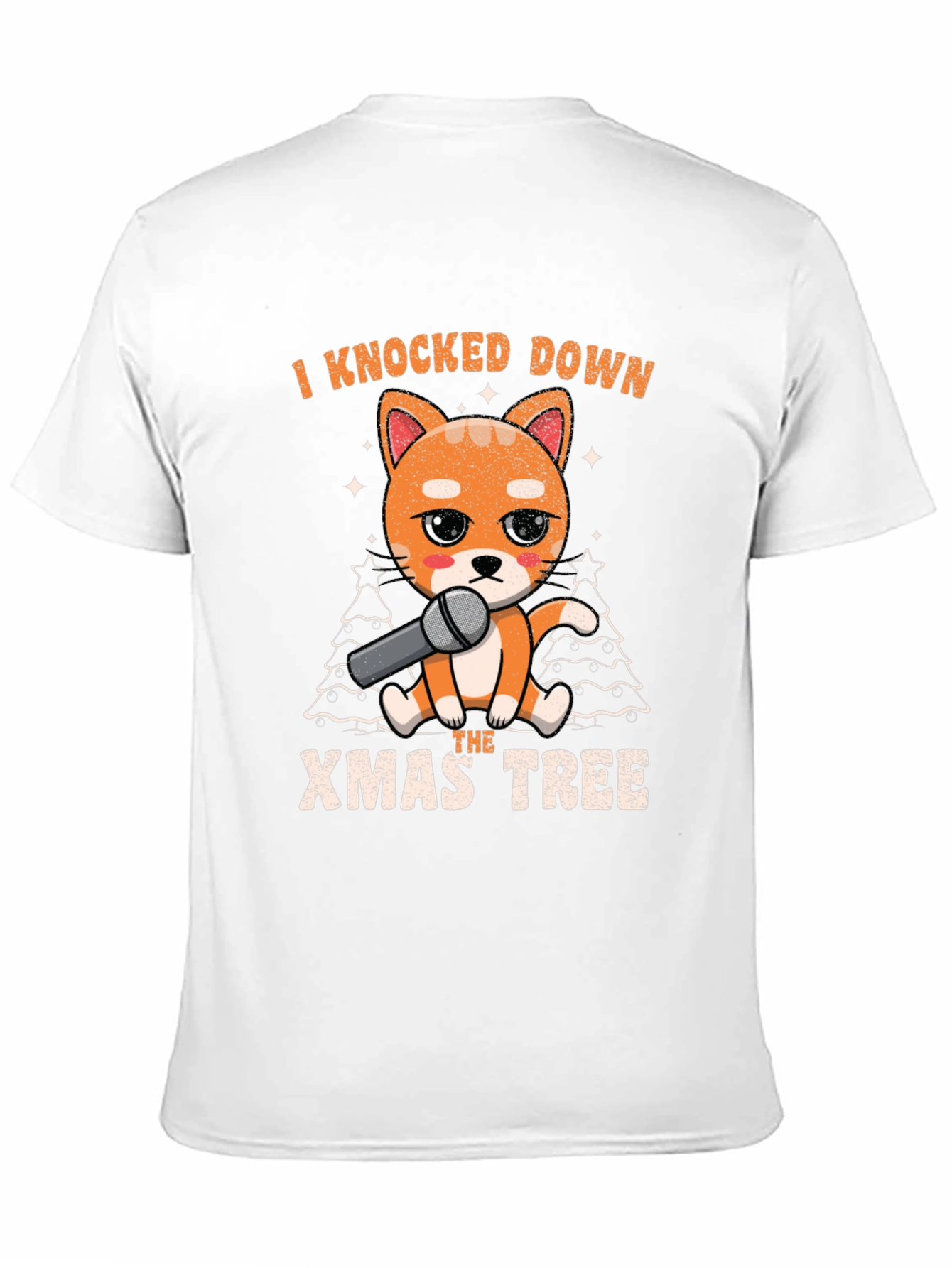 Black Funny Christmas Cat Knocked Down Xmas Tree T-Shirt view 11