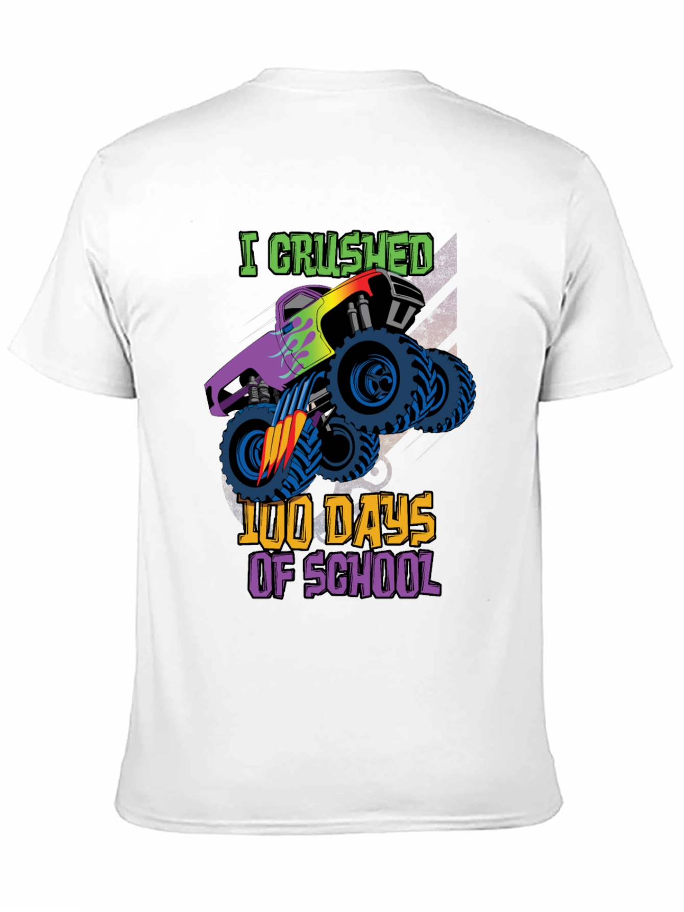 Black Crushed 100 Days of School Monster Truck T-Shirt view 11