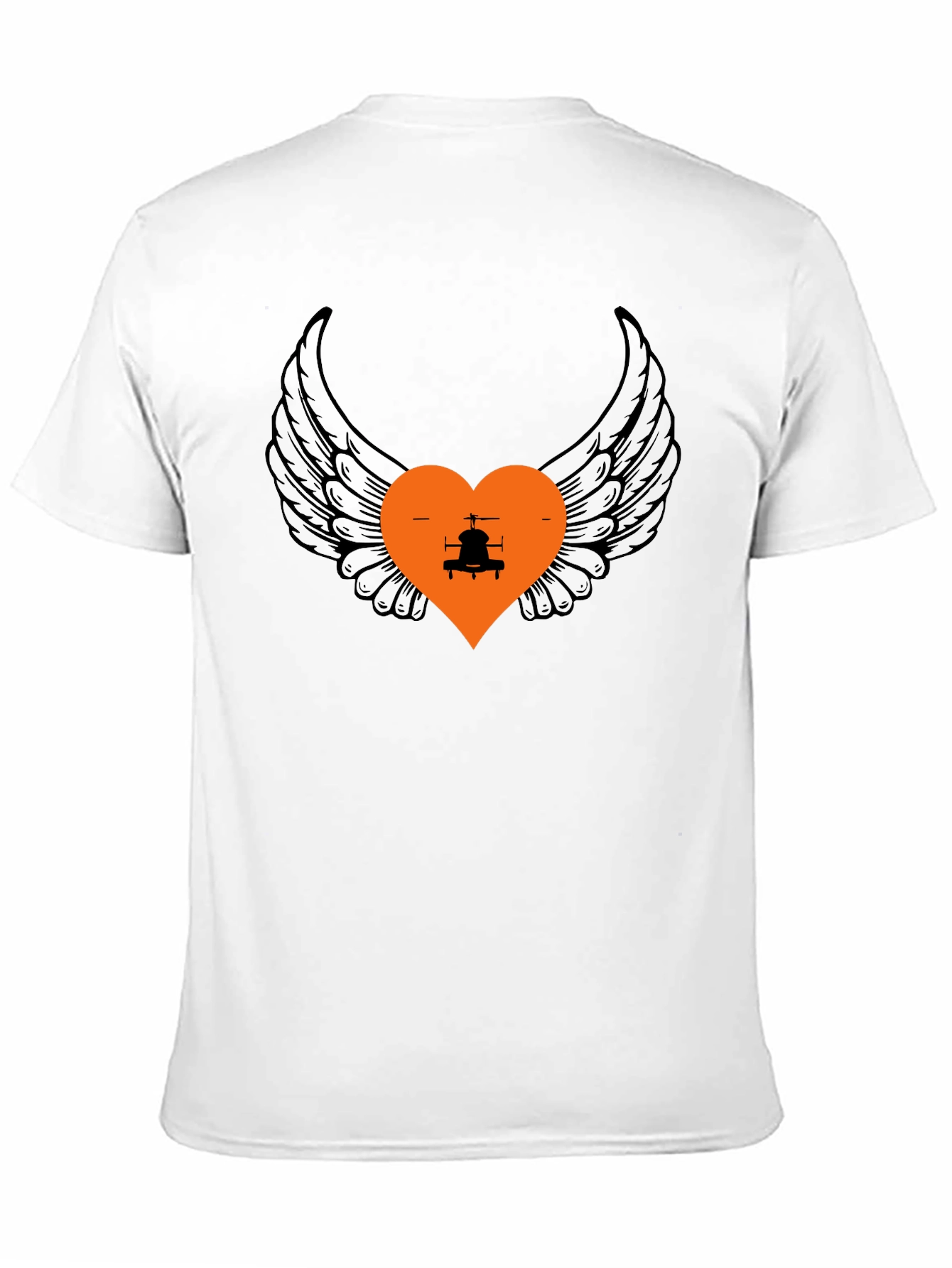 Black Wings and Heart Helicopter Graphic Tee view 11