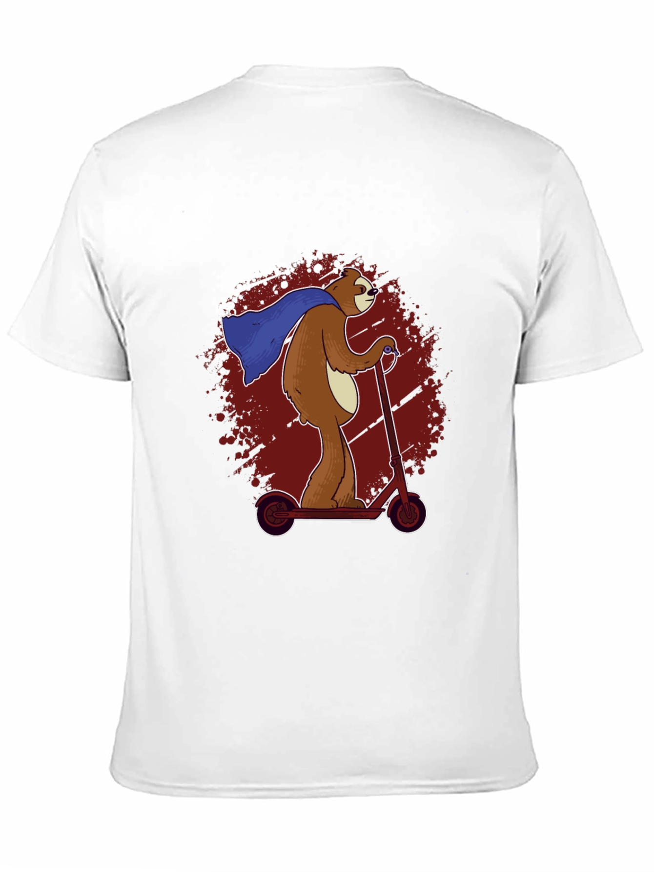 Black Superhero Sloth Scooter T-Shirt -  Funny Sloth Cape Design view 11