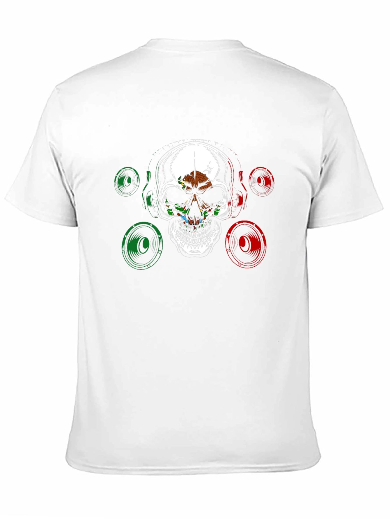 Black Skull & Speaker Graphic Tee - Mexican Flag Design view 11