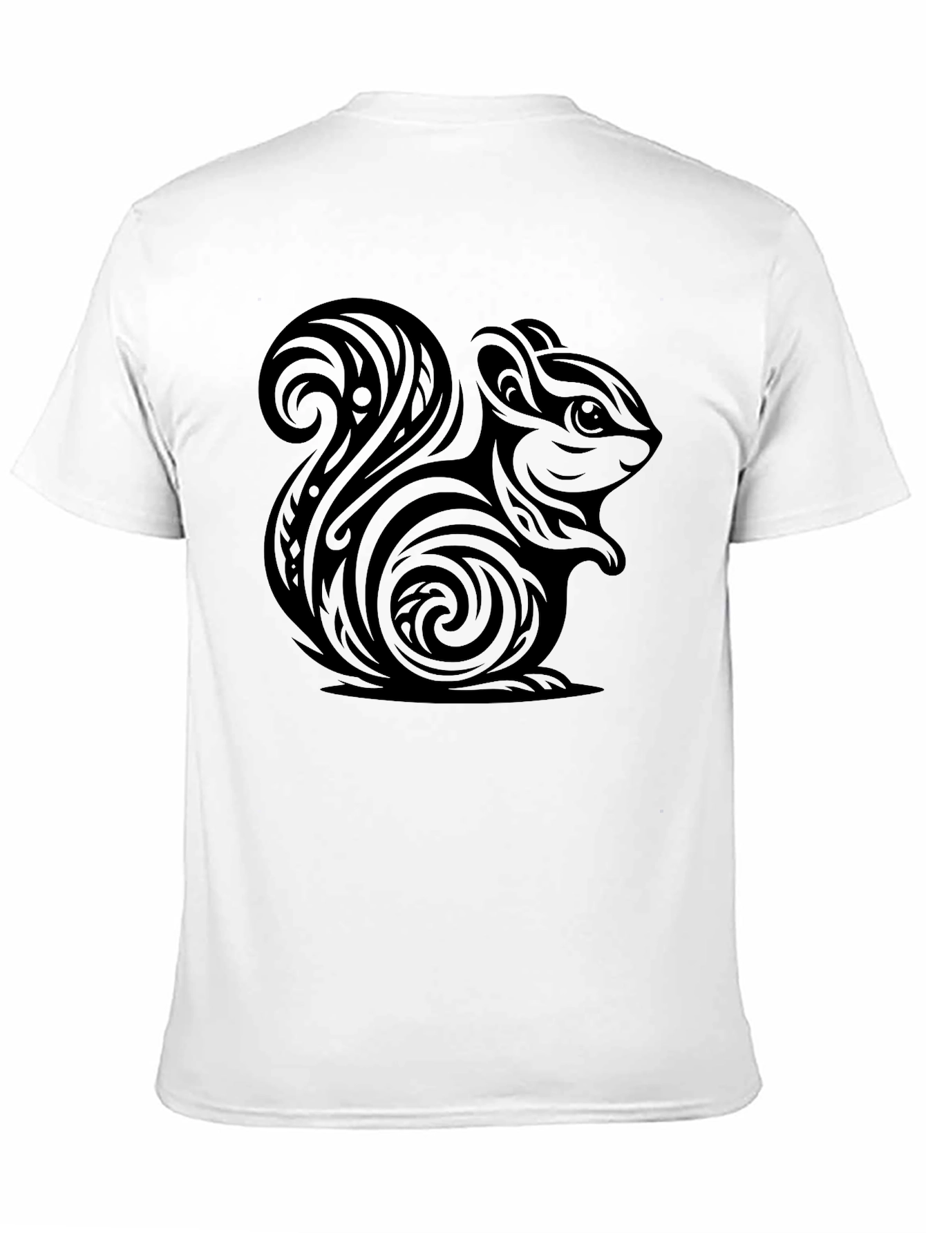 Black Tribal Squirrel Graphic Tee - Modern Black T-Shirt view 11