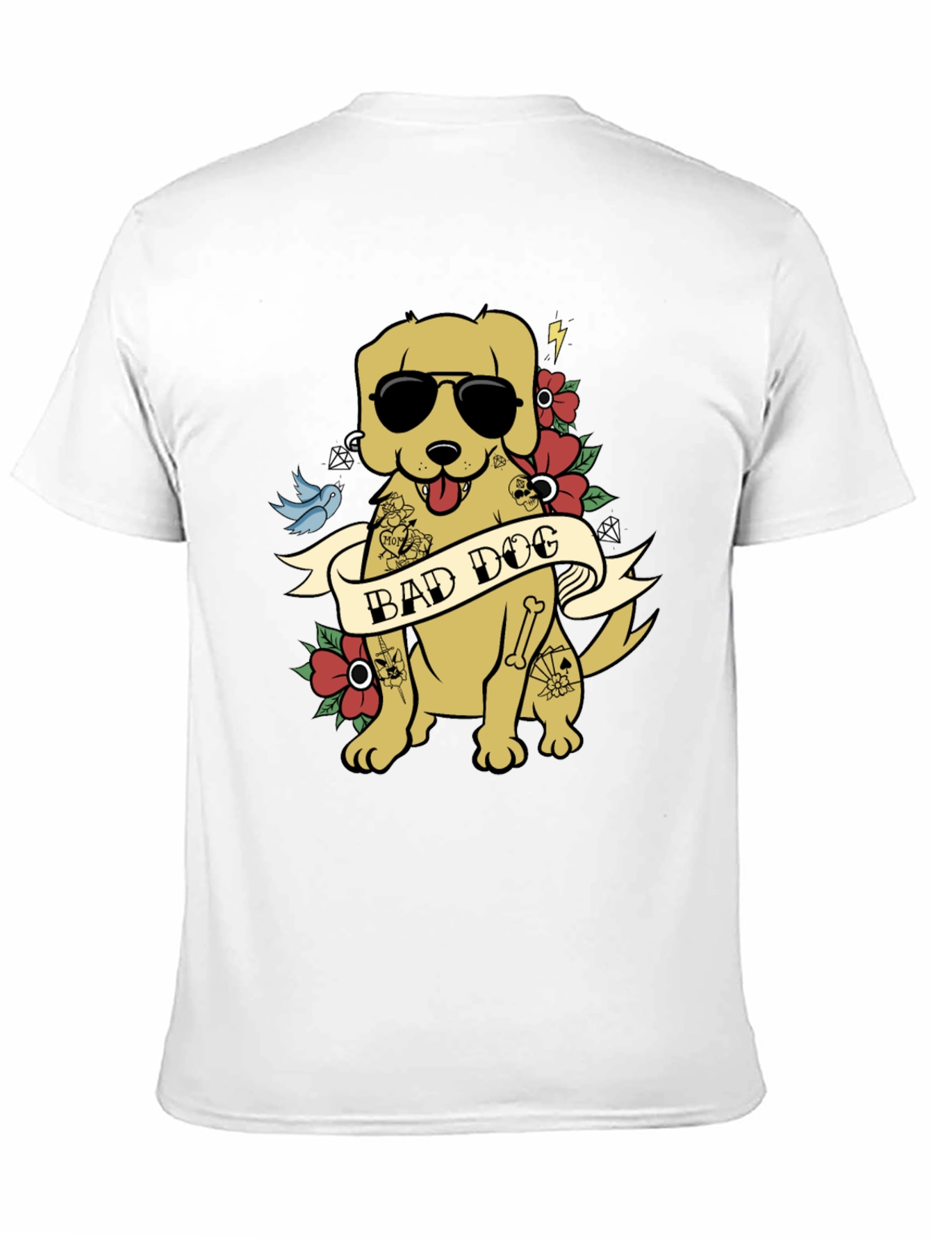 Bad Dog Graphic Tee - Funny Tattooed Dog T-Shirt - 11