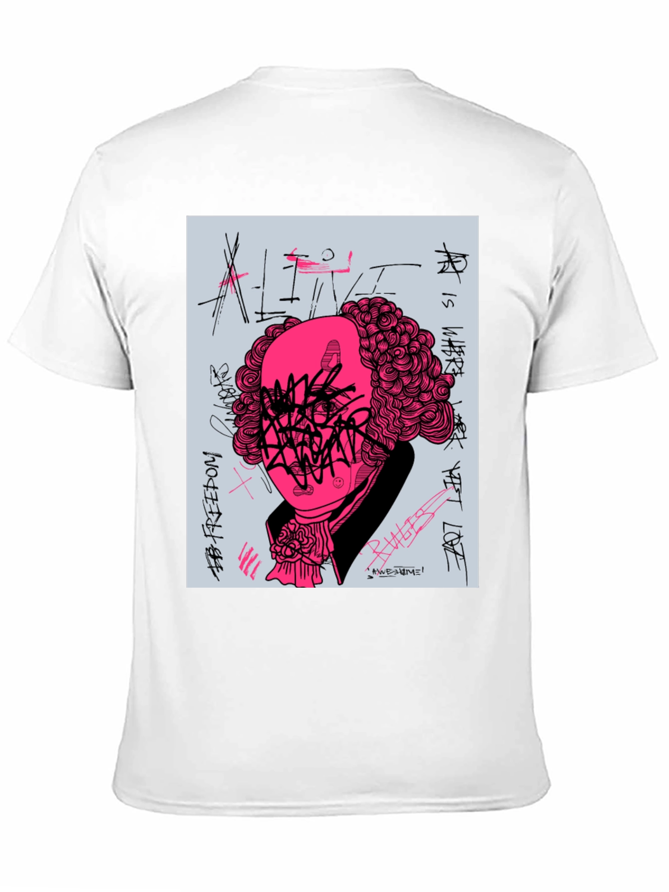 Black Graphic Print T-Shirt - Street Art Design view 11