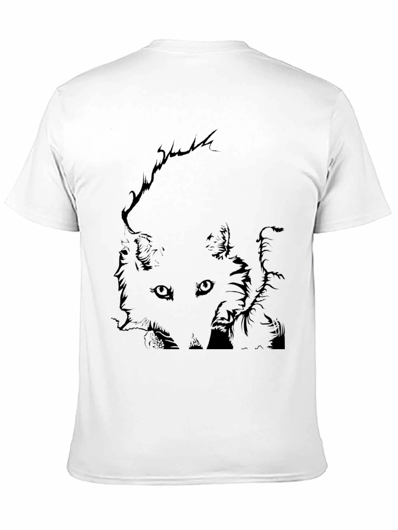 Black Black T-Shirt with Fox Graphic Print for Men view 11