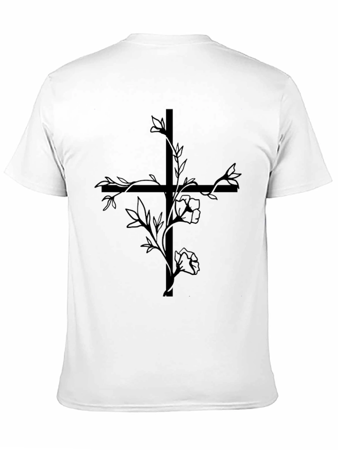 Black Floral Cross Graphic Tee - Black Cotton Blend Shirt view 11