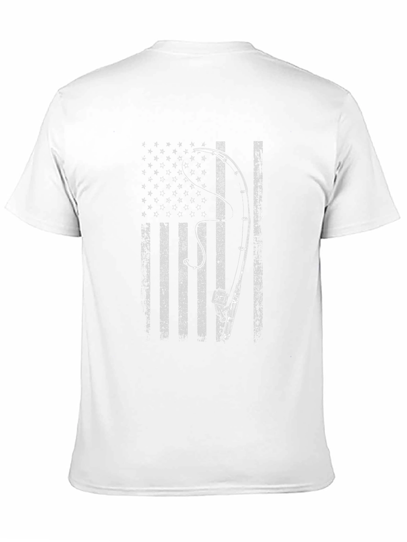 Black American Flag Fishing Rod T-Shirt - Patriotic Angler Tee view 11