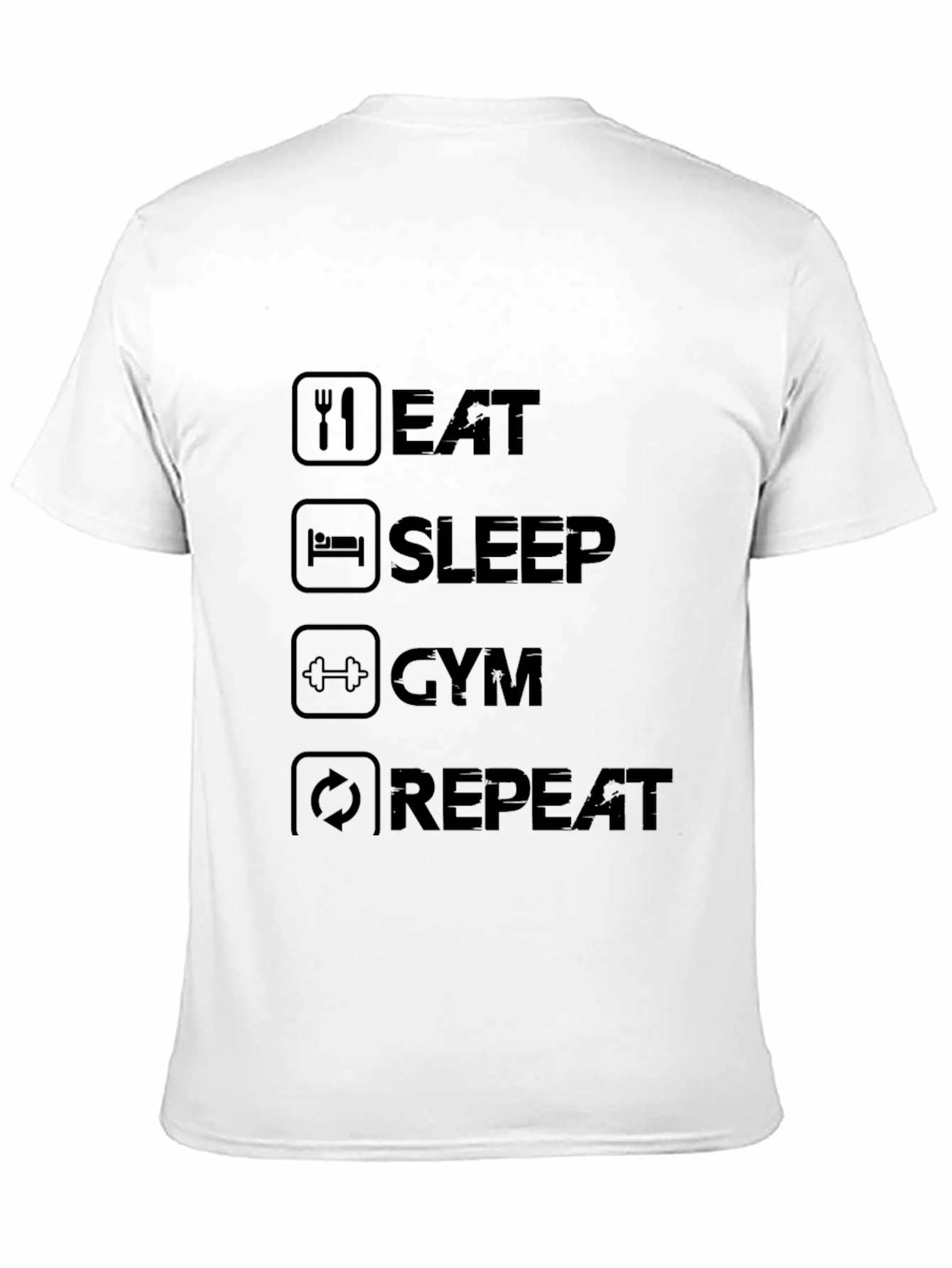 Black Eat Sleep Gym Repeat Black Graphic Tee view 11