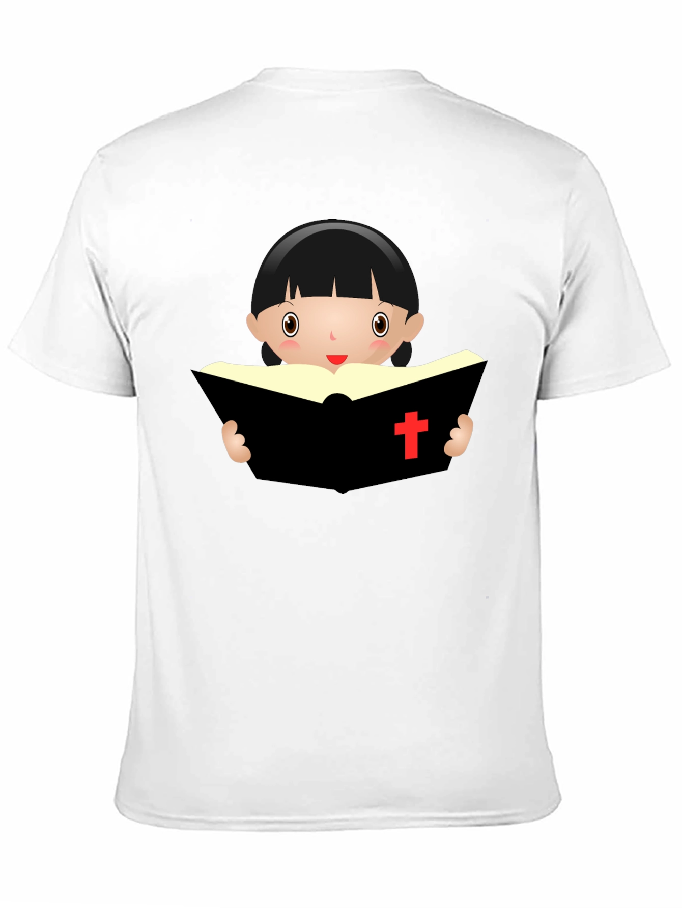 Black Cartoon Girl Reading Book - Black T-Shirt view 11