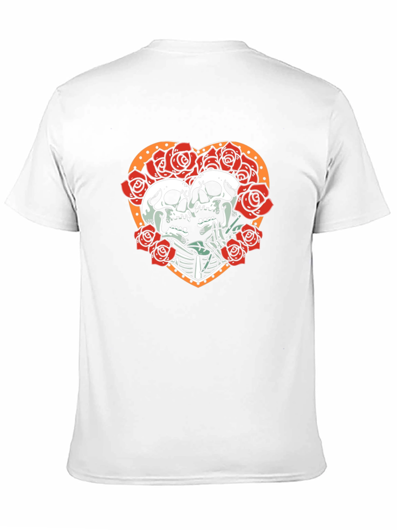 Skull & Roses Graphic Tee - Romantic Skeleton Couple T-Shirt - 11