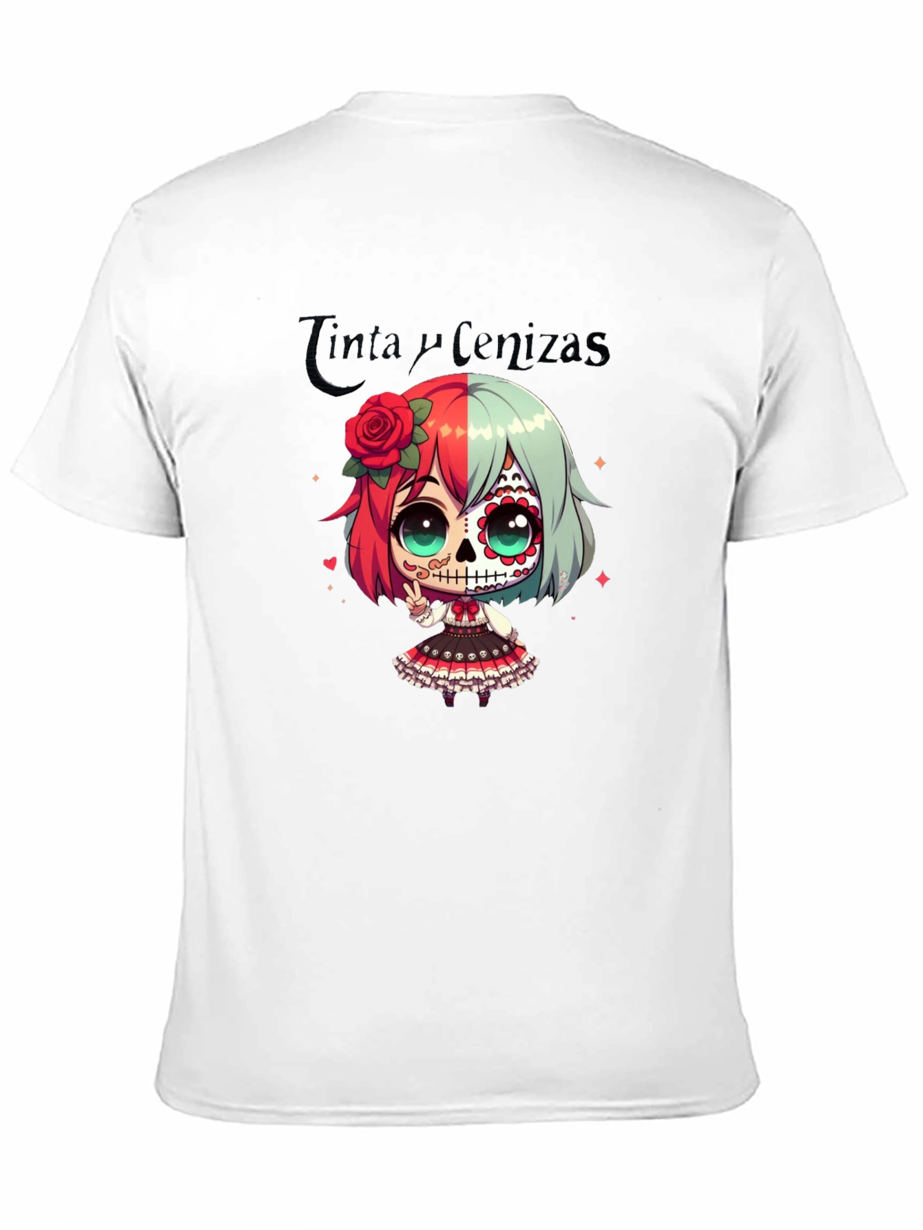 Black Sugar Skull Girl Anime T-Shirt view 11
