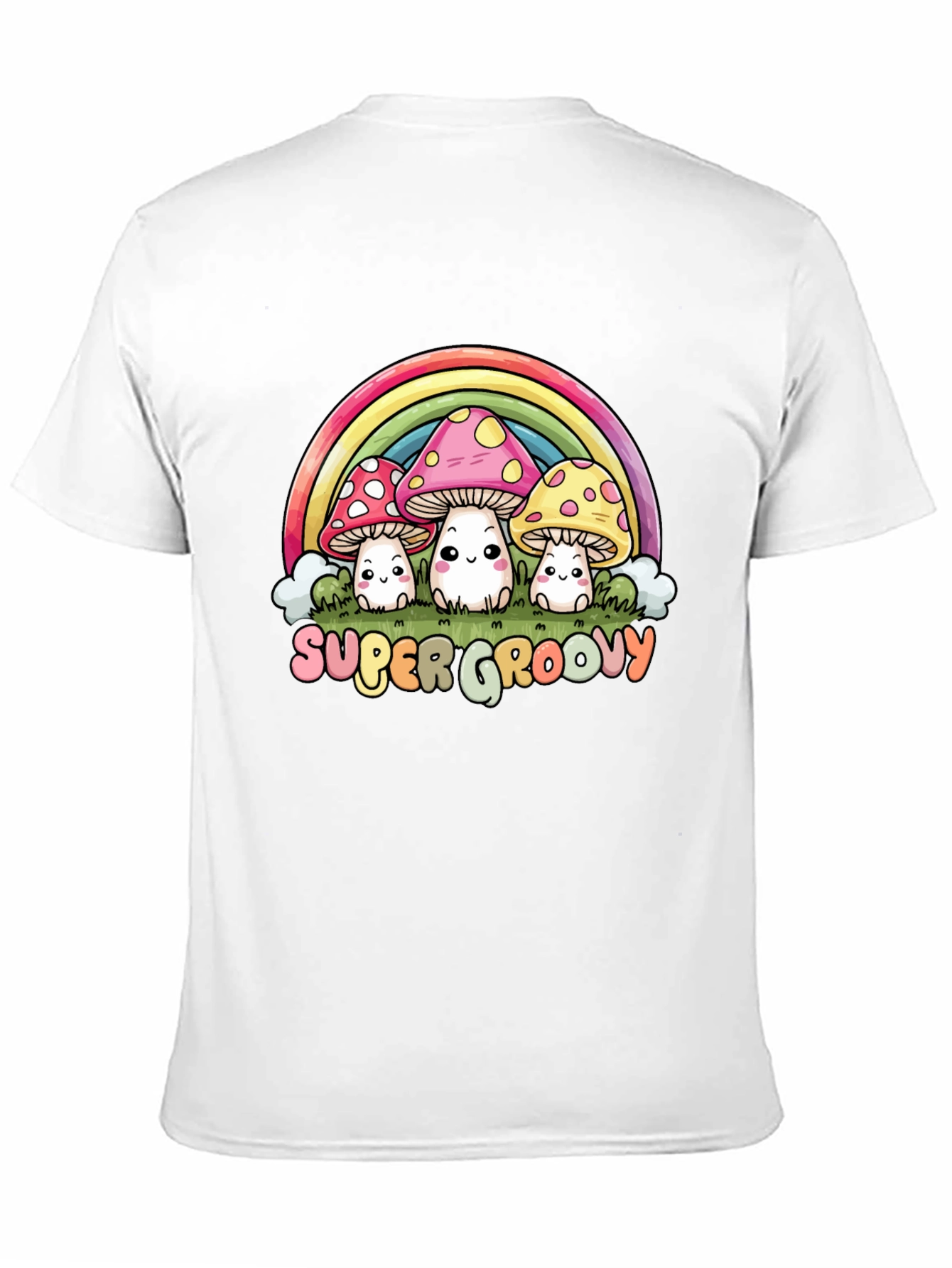 Black Super Groovy Mushroom Rainbow Graphic Tee view 11