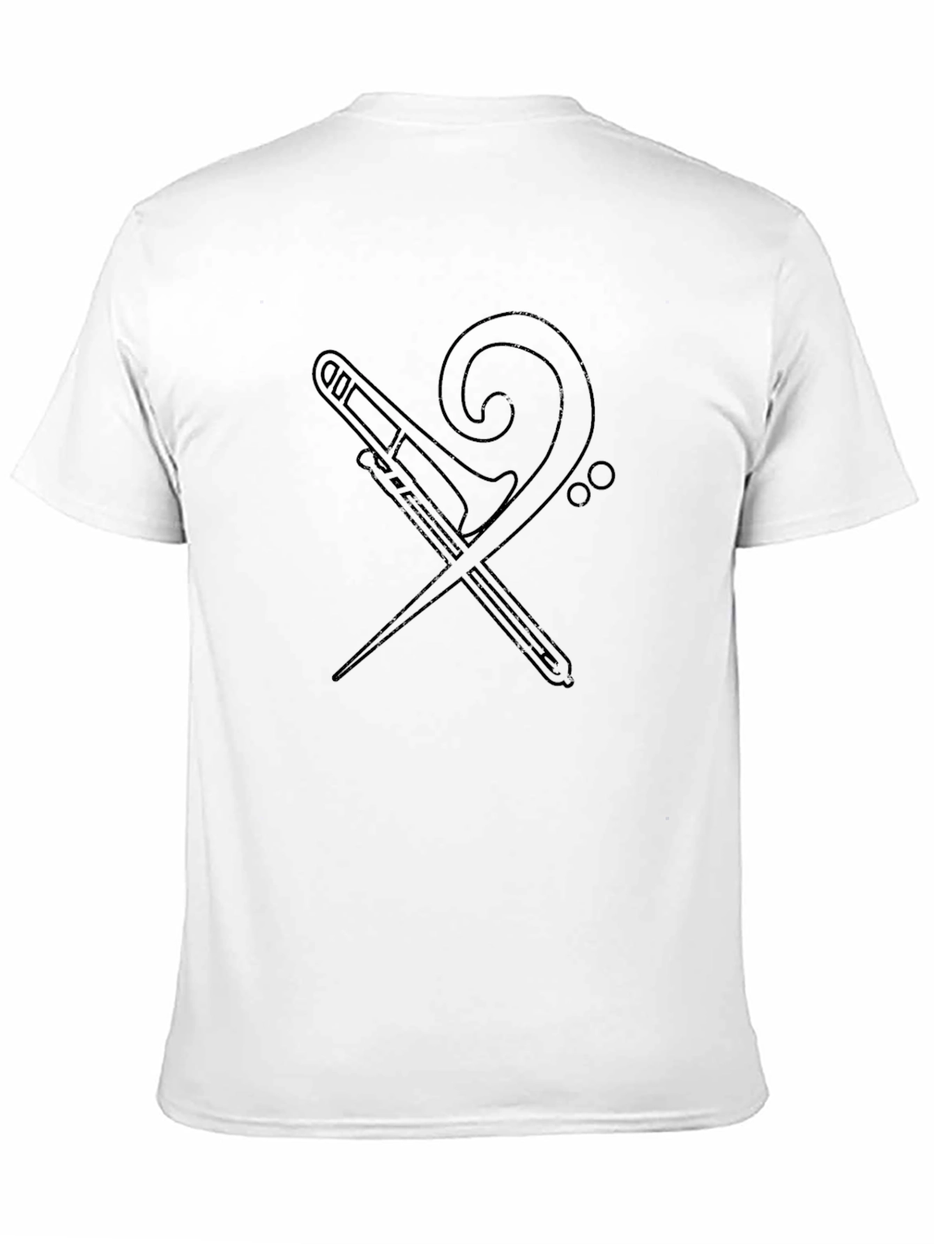 Black Music Lover Tee - Trombone & Bass Clef Graphic Black T-Shirt view 11