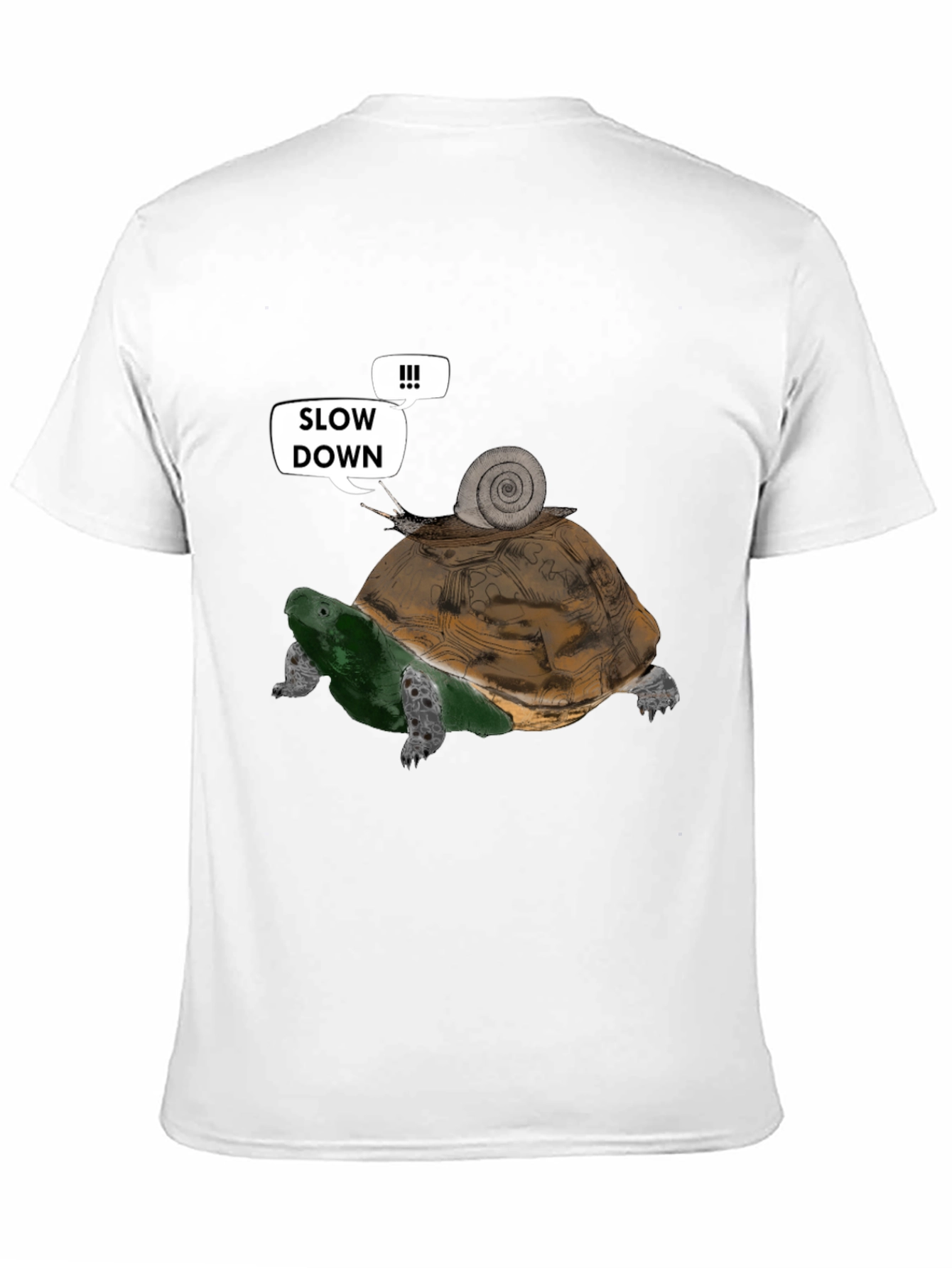Black Slow Down Funny Turtle and Snail Graphic T-Shirt view 11