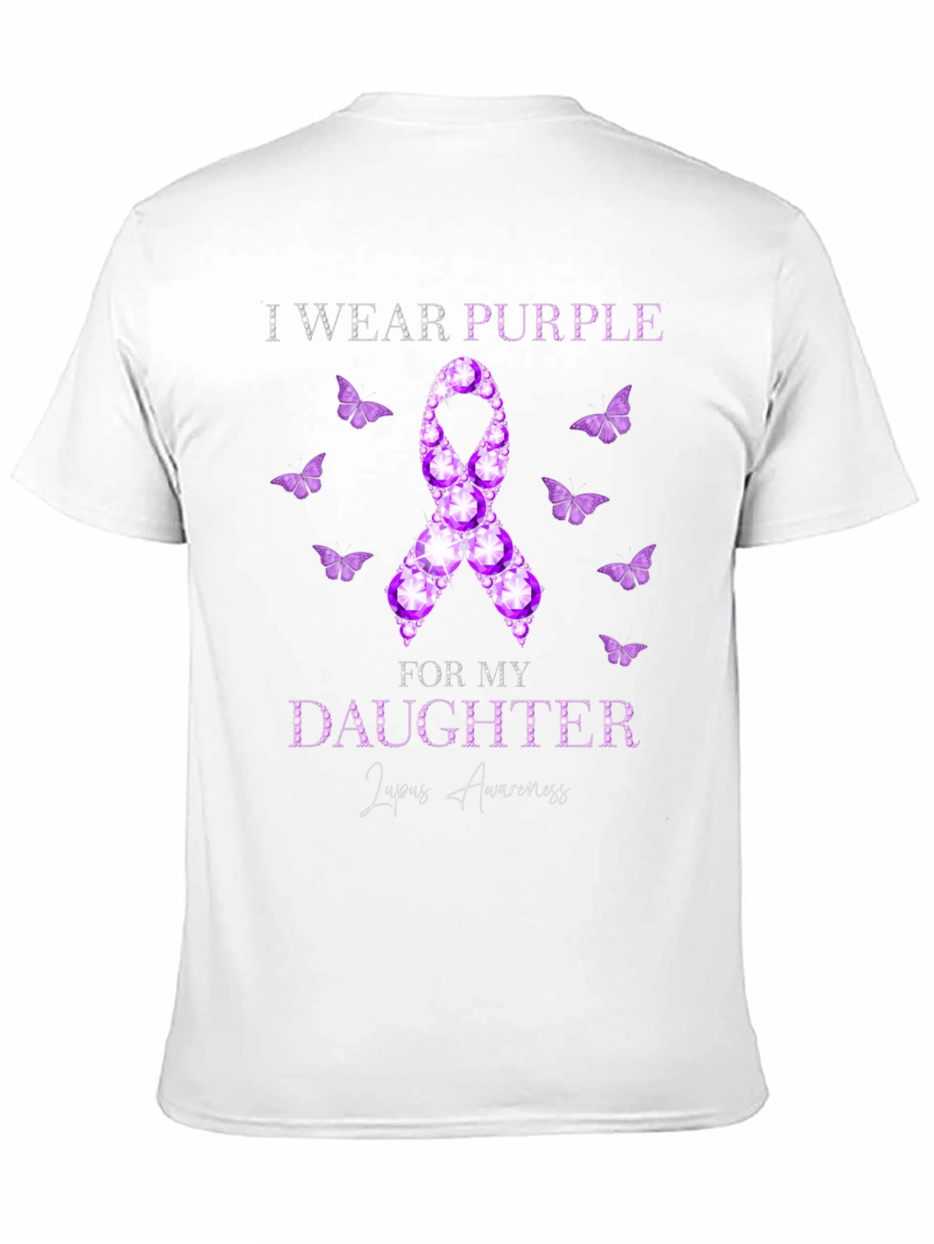 Black Purple Lupus Awareness Daughter T-Shirt view 11