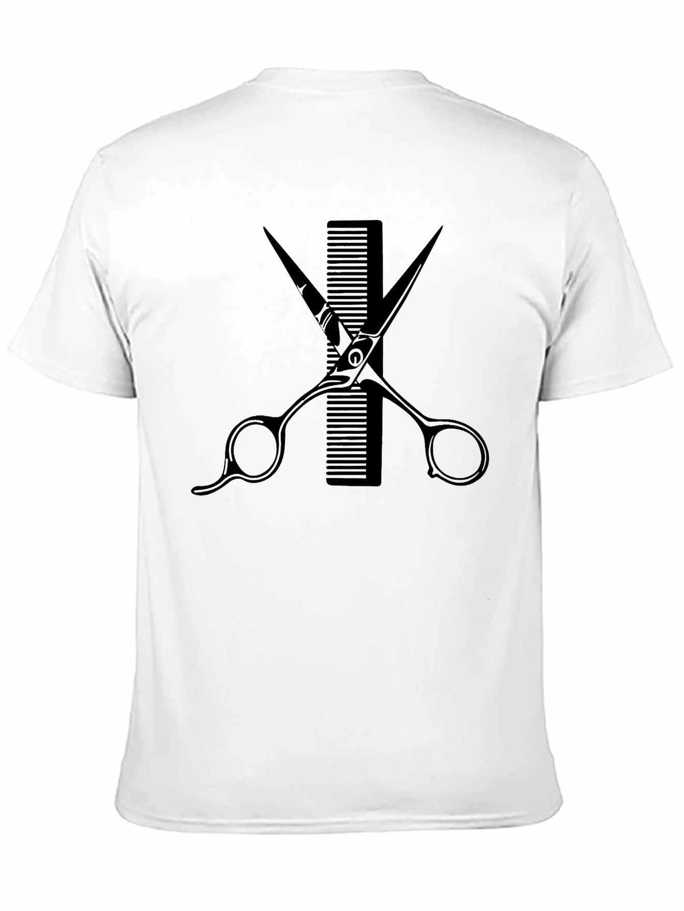 Black Barber Scissors & Comb Graphic Tee - Black Cotton view 11