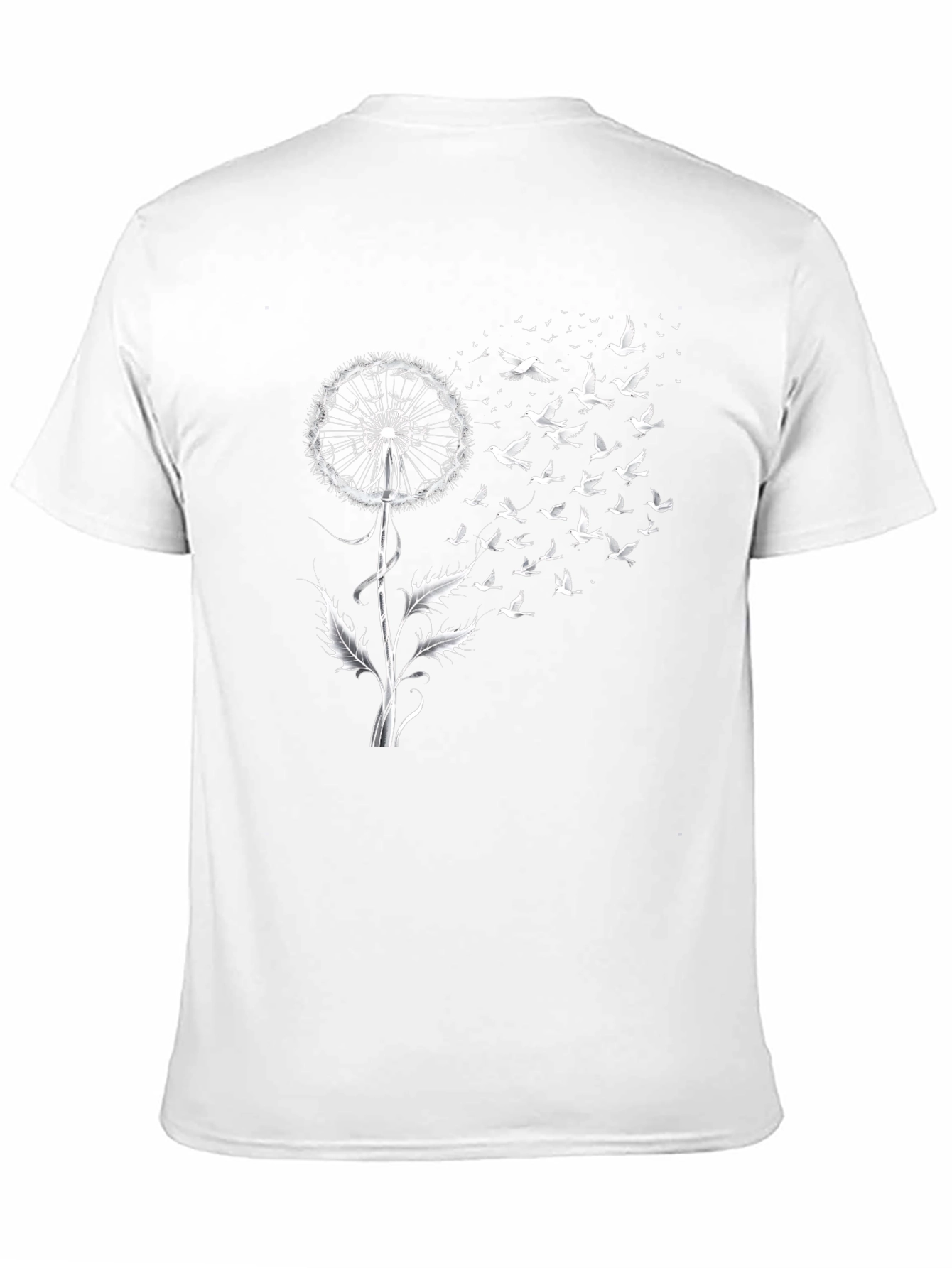 Black Dandelion Bird T-Shirt - Fly Away Tee view 11