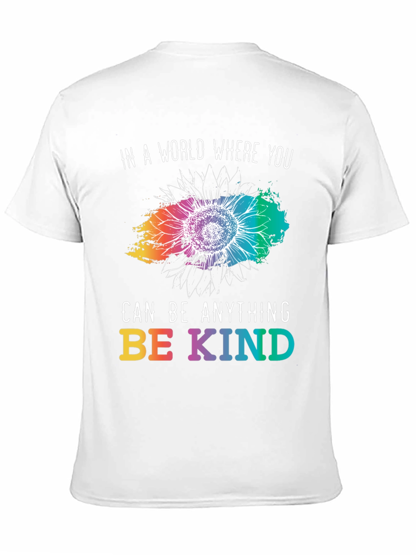 Black Be Kind T-Shirt - Rainbow Sunflower Design view 11