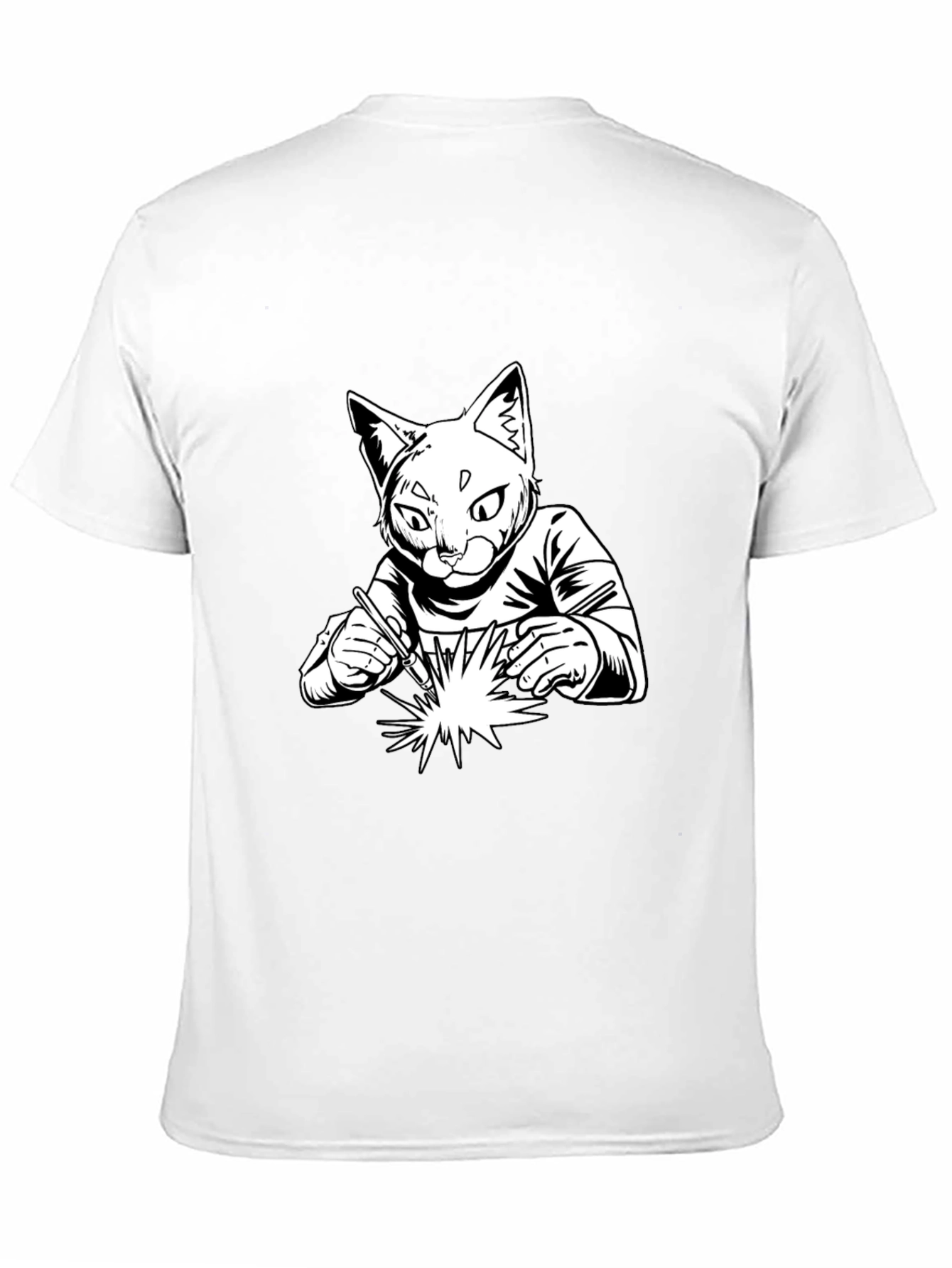 Black Welding Cat T-Shirt - Cool Graphic Tee view 11