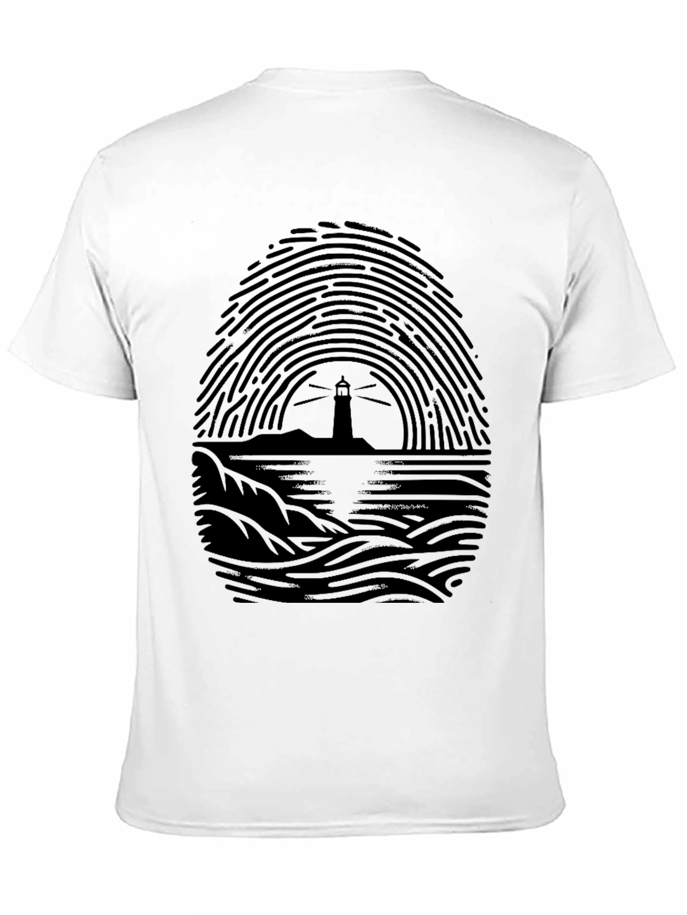 Black Lighthouse Fingerprint Graphic Tee - Black view 11