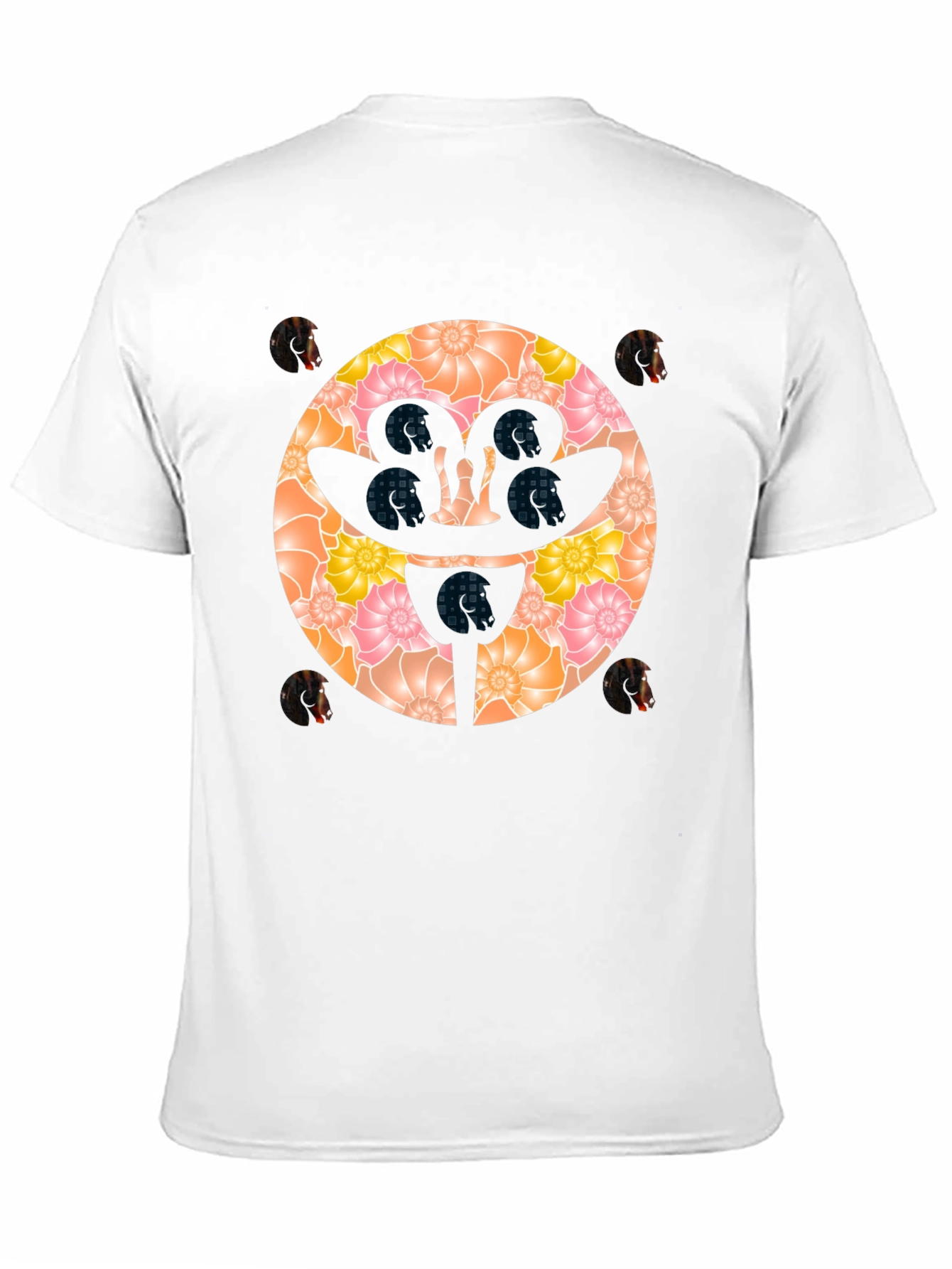 Black Floral Face Graphic Black T-Shirt view 11