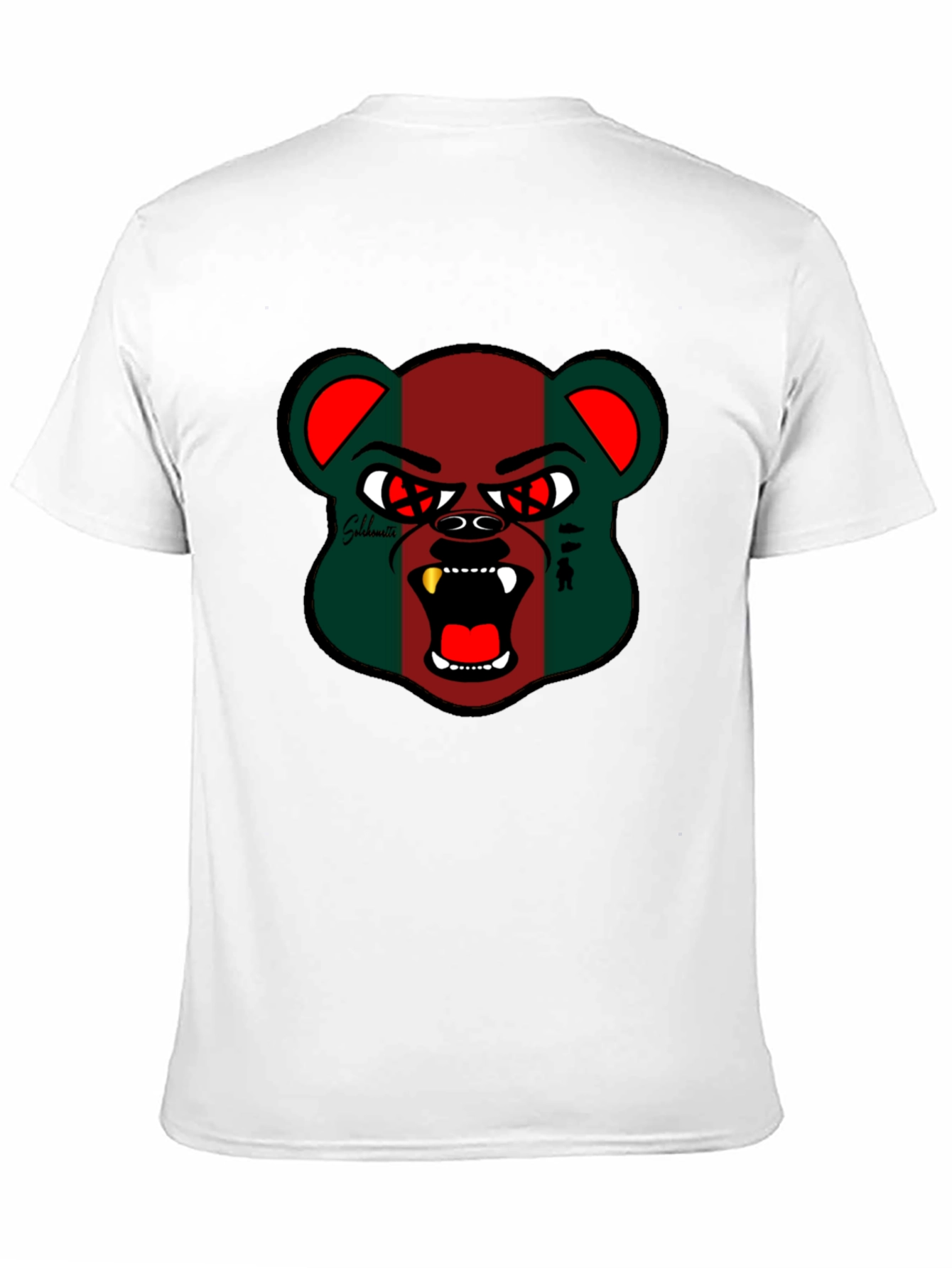 Black Men's Black Graphic Tee - Bear Design view 11