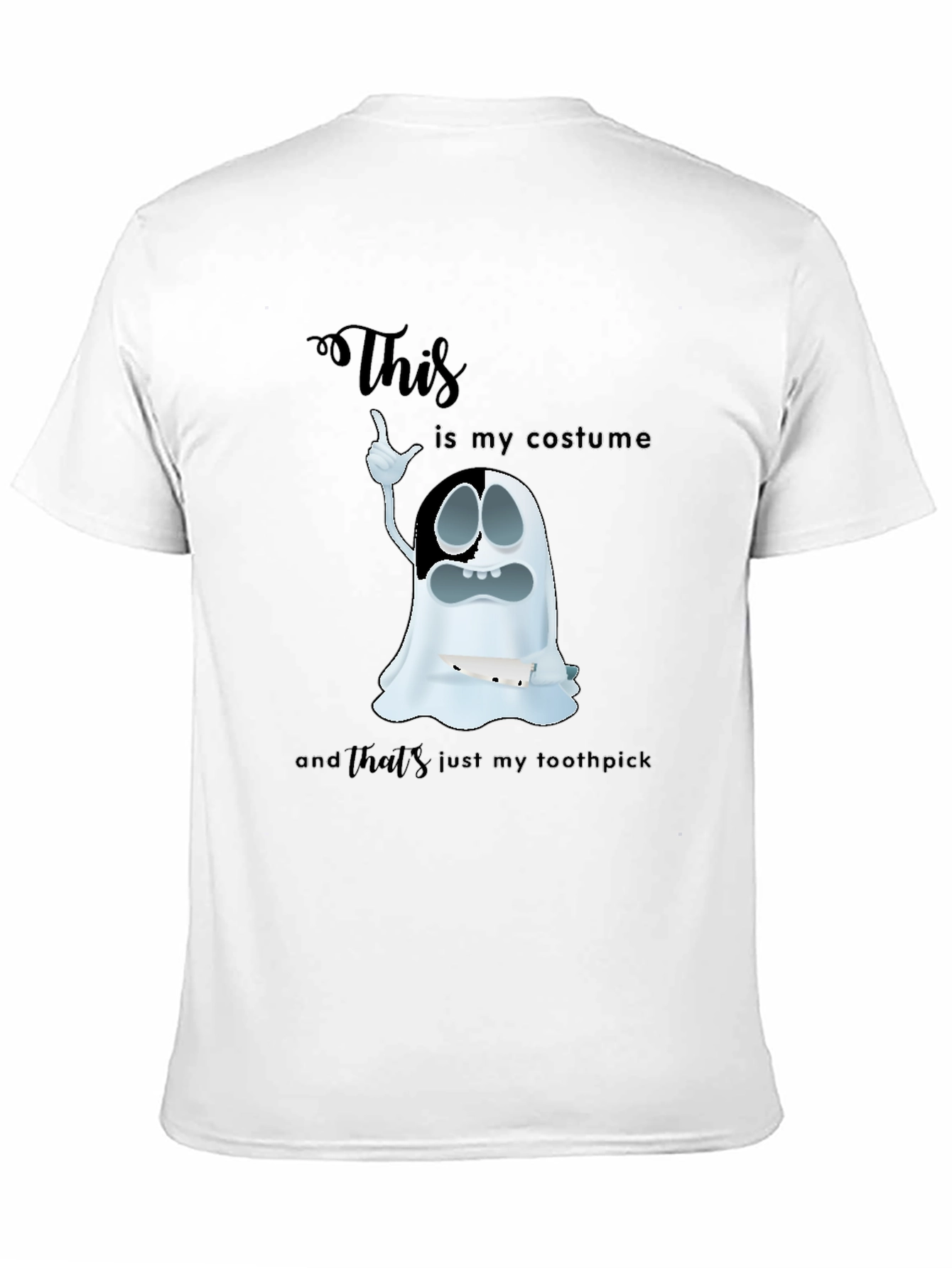 Black Humorous Ghost Costume Graphic T-Shirt view 11