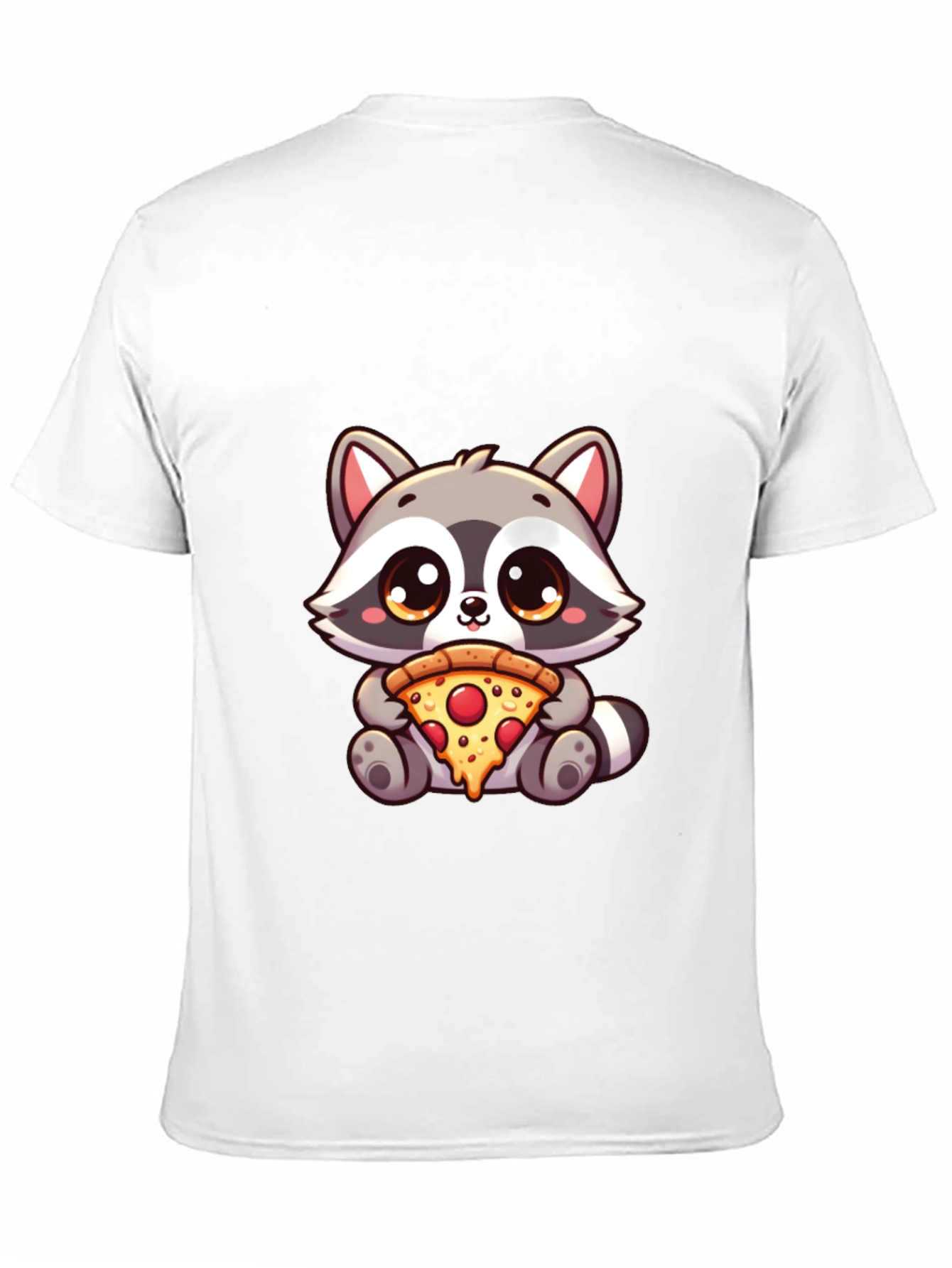 Black Cute Raccoon Pizza T-Shirt - Unisex Graphic Tee view 11