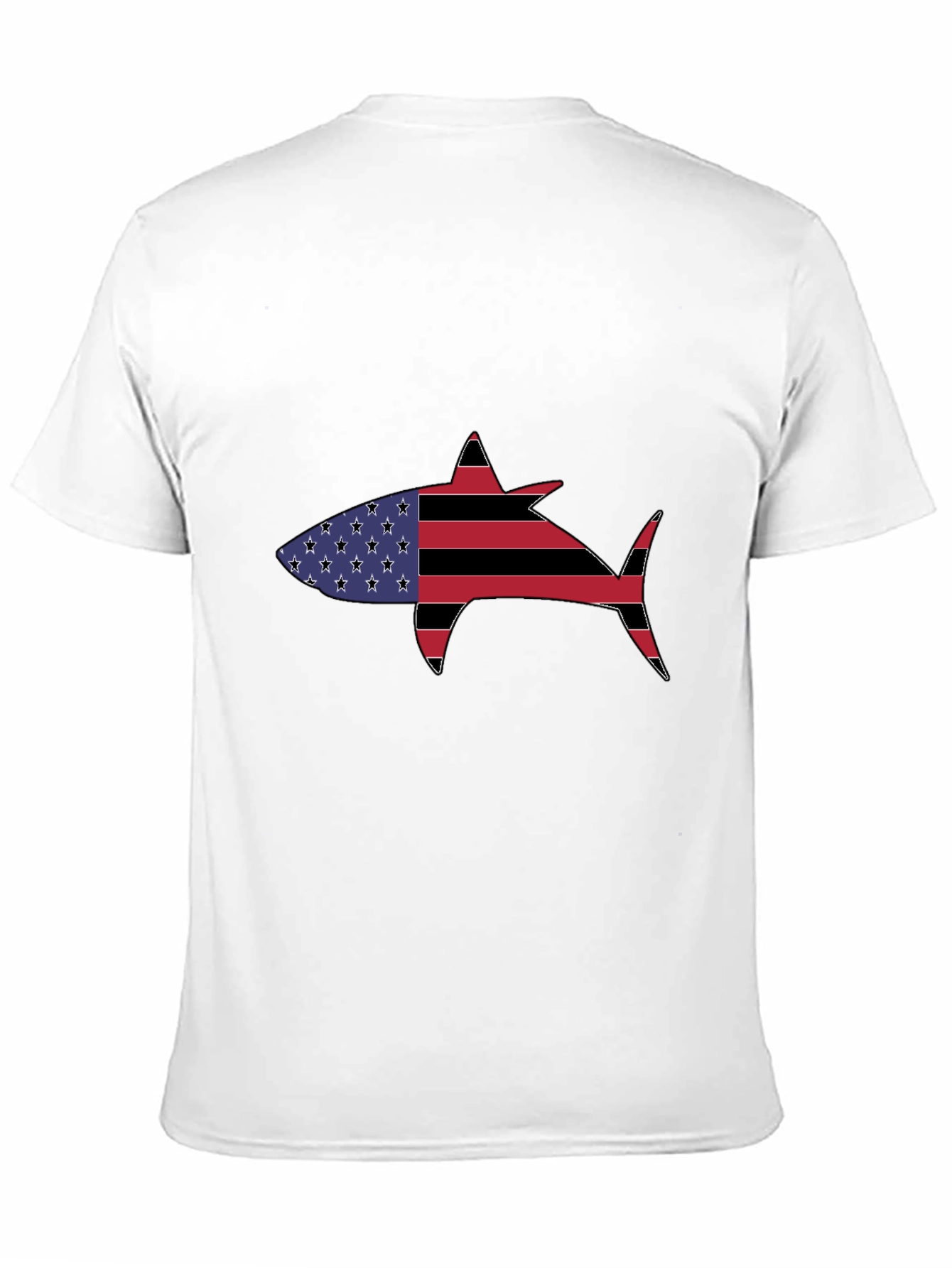 Black American Flag Shark Graphic T-Shirt view 11