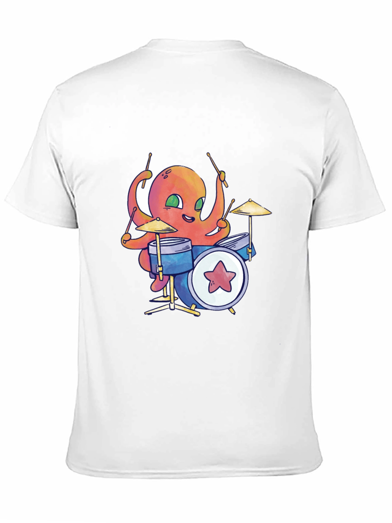 Black Octopus Drummer Black T-Shirt view 11