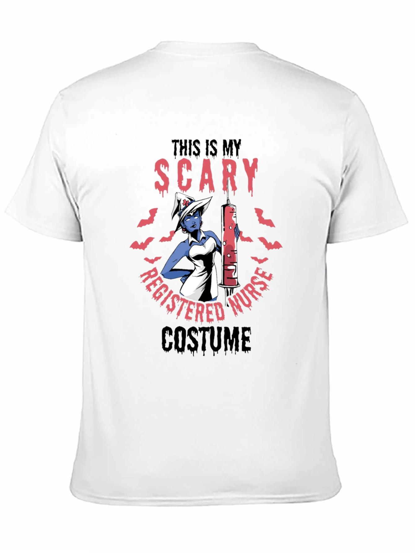 Black Scary Nurse Halloween Costume T-Shirt view 11