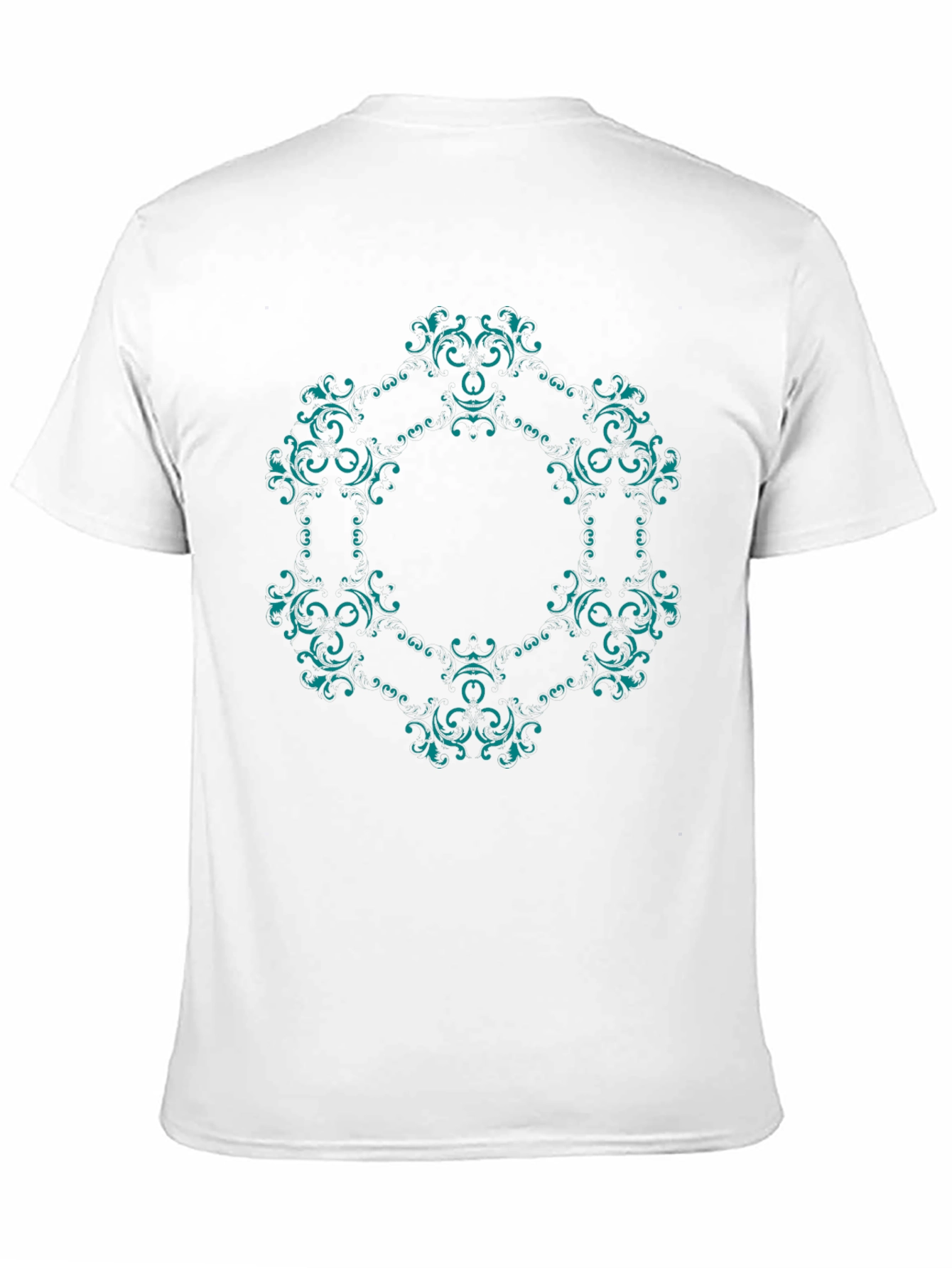 Black Ornate Teal Mandala Graphic Black T-Shirt view 11